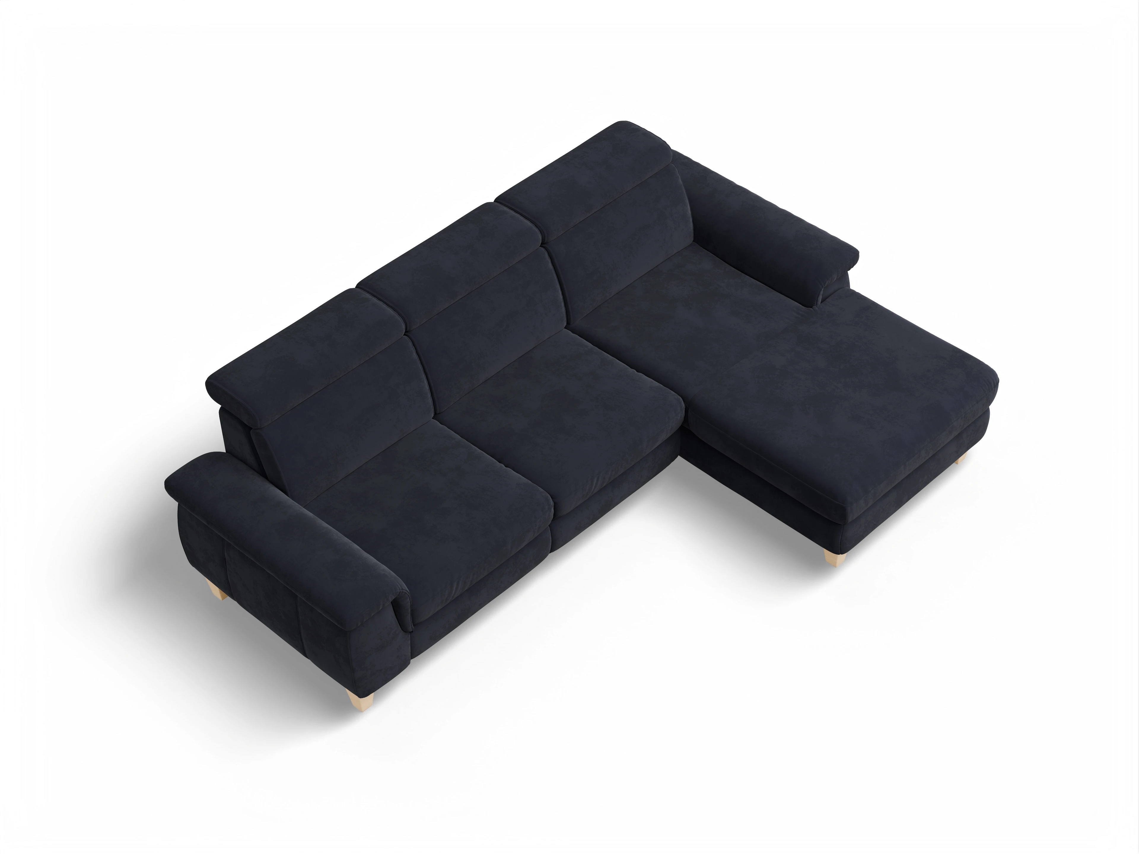 Ansicht des Produktes München Ecksofa rechts Abschluss offen in Stoff Blau
