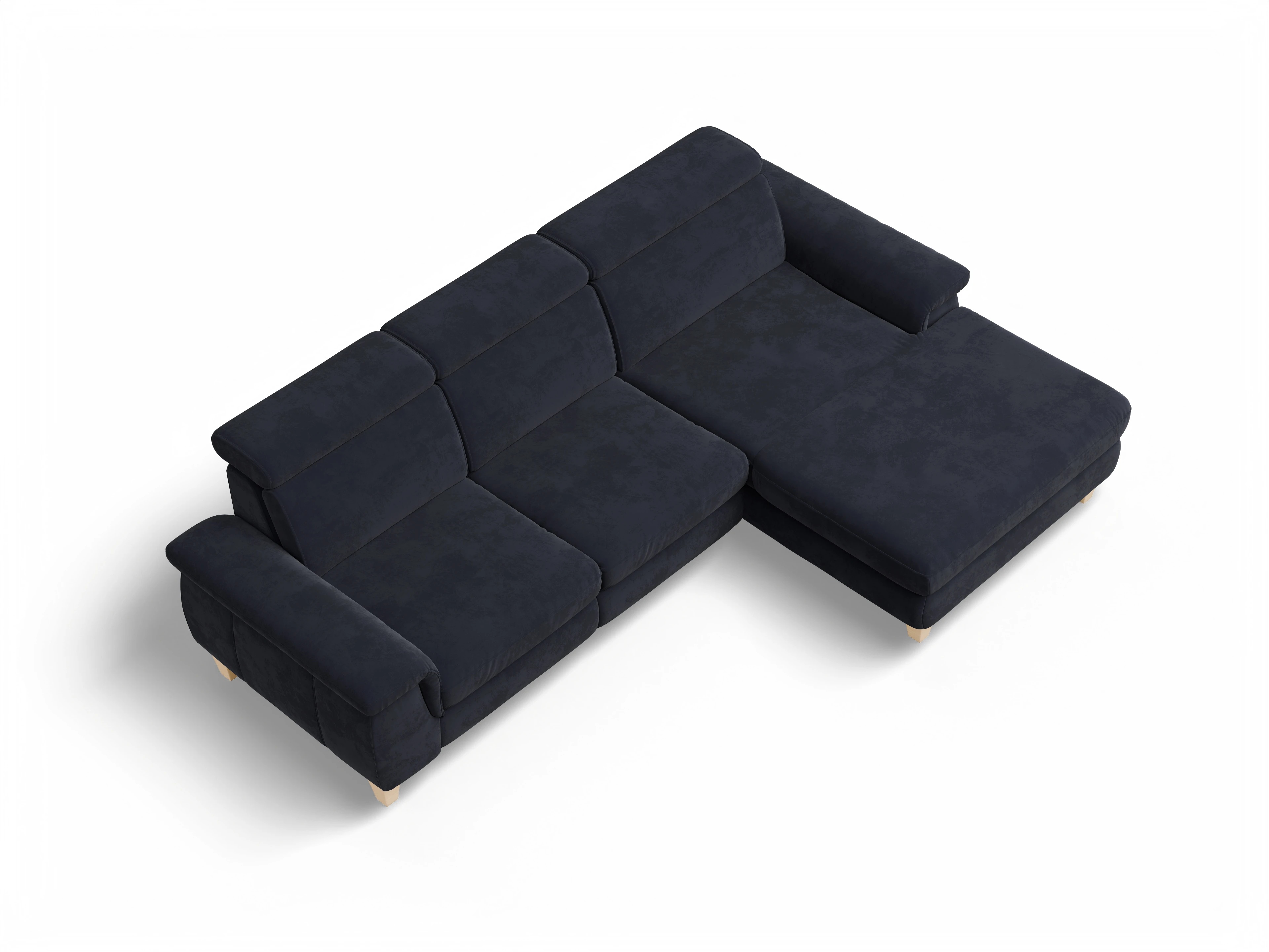 Ansicht des Produktes München Ecksofa rechts Abschluss offen in Stoff Blau