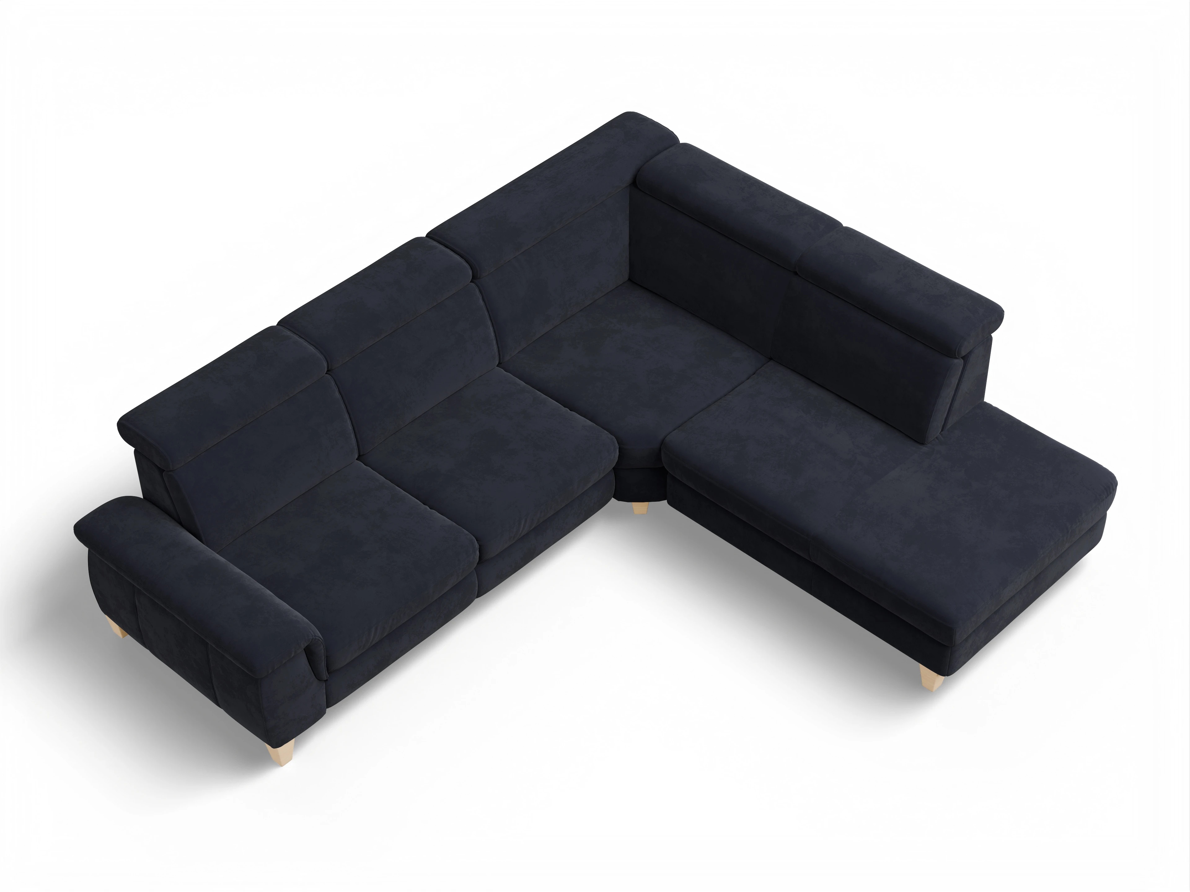 Ansicht des Produktes München Ecksofa rechts Abschluss offen in Stoff Blau
