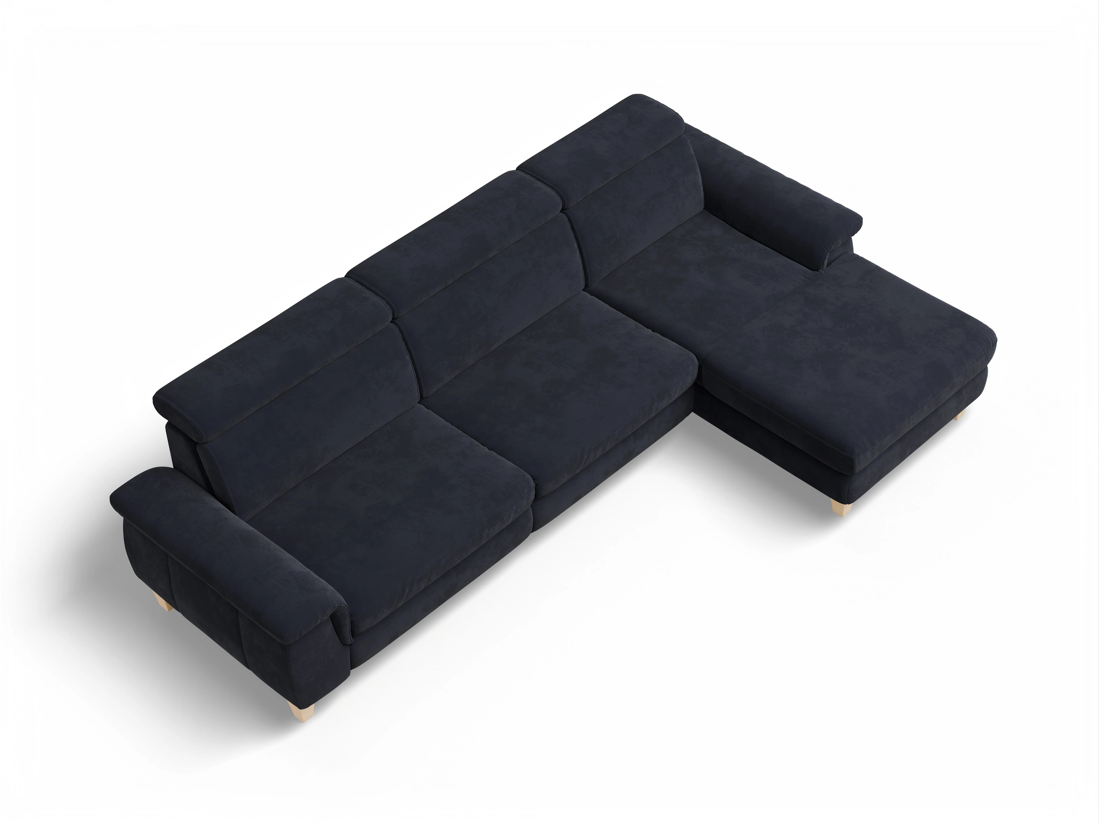 Ansicht des Produktes München Ecksofa rechts Abschluss offen in Stoff Blau