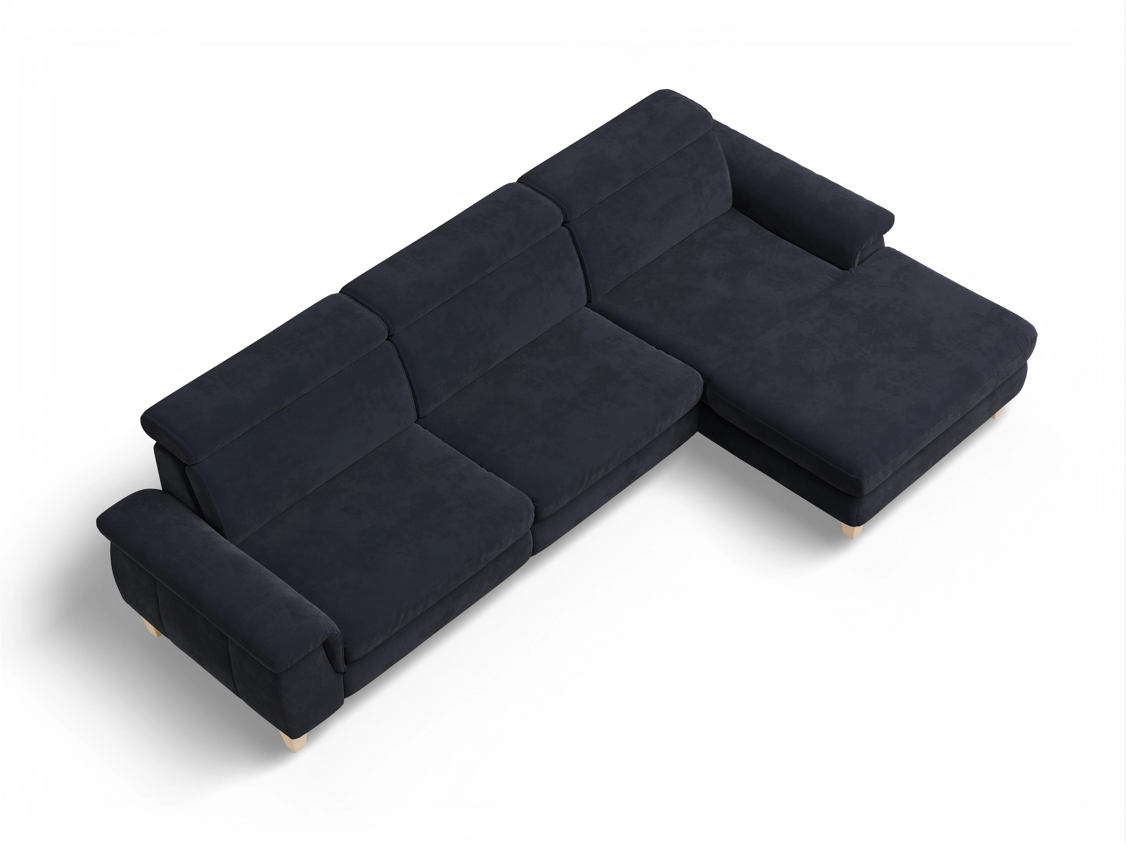 München LOgroß Large R Ansicht des Produktes München Ecksofa rechts Abschluss offen in Stoff Blau