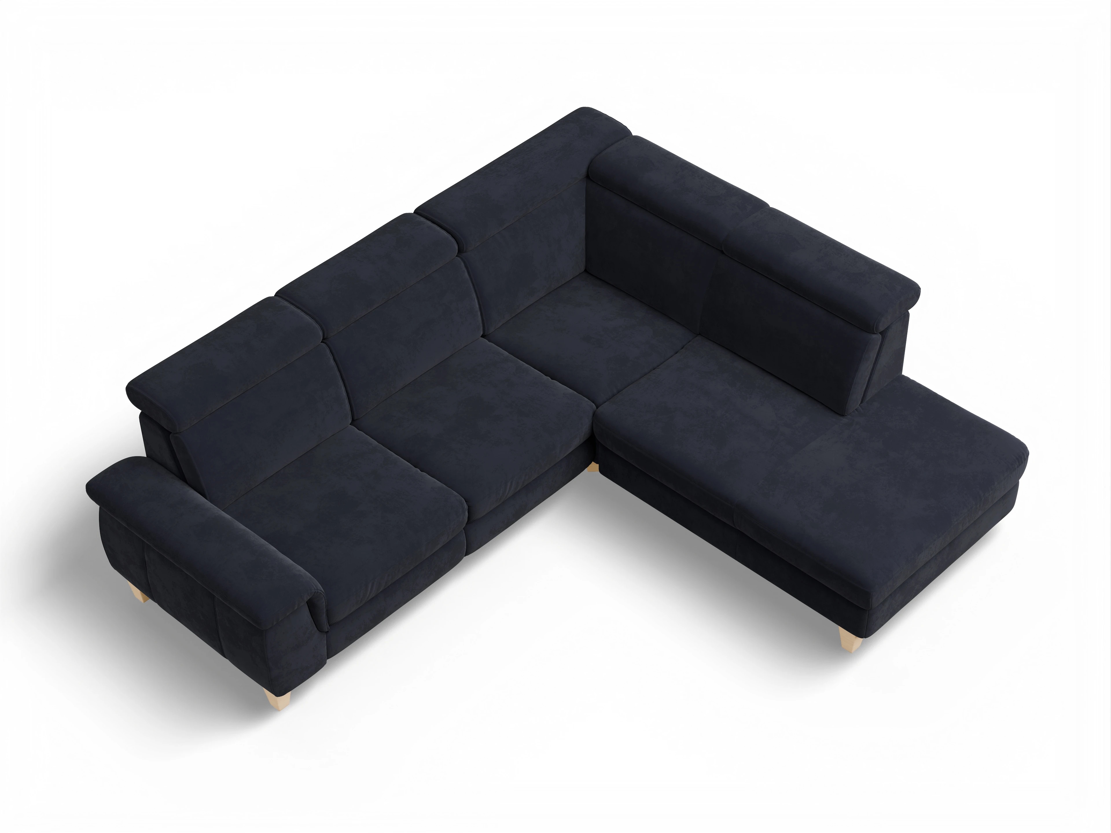 München 1AH WEkl Medium R Ansicht des Produktes München Ecksofa rechts Abschluss offen in Stoff Blau
