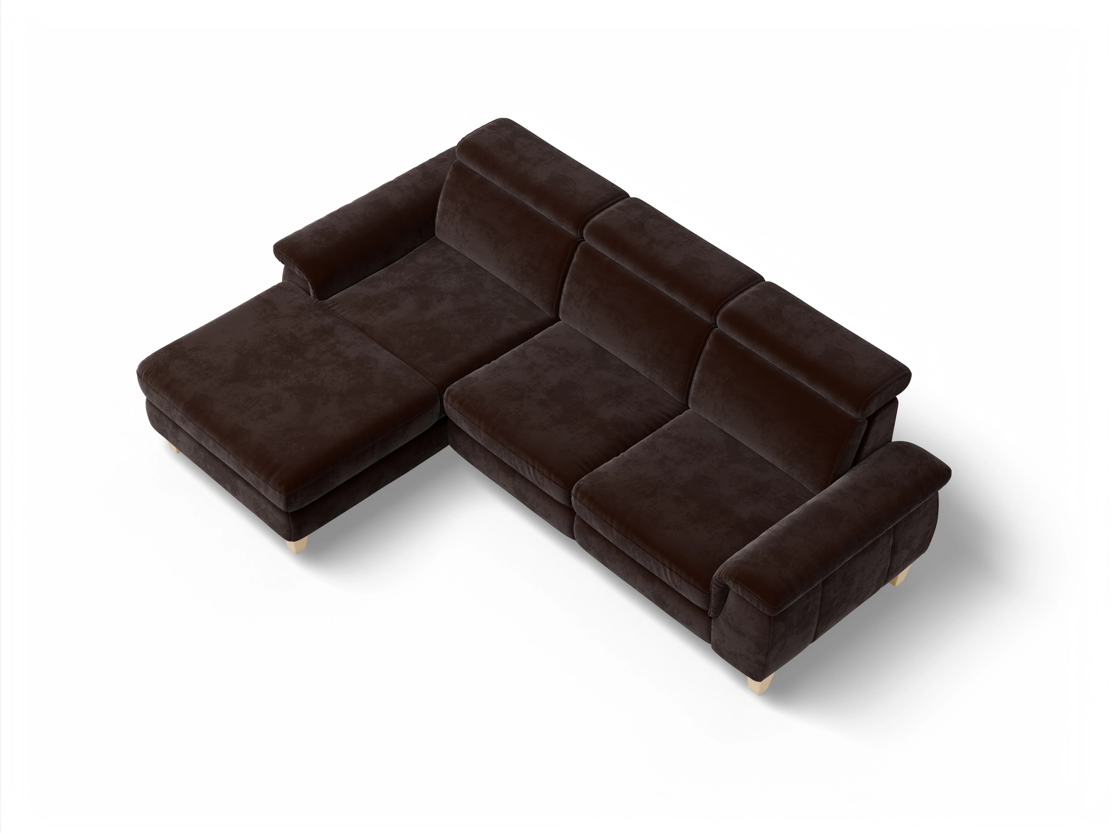 Ansicht des Produktes München Ecksofa links Abschluss offen in Stoff Braun