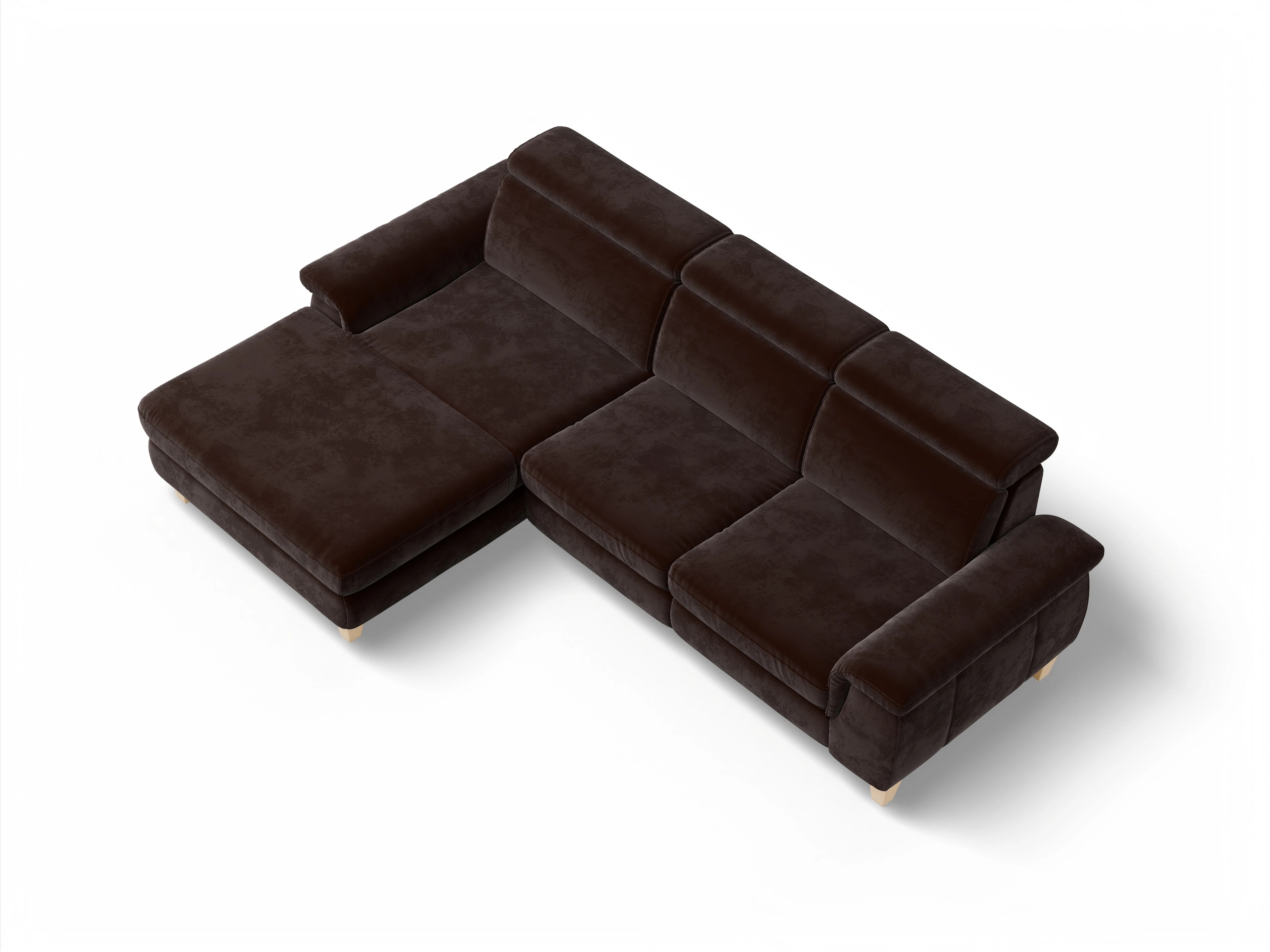 Ansicht des Produktes München Ecksofa links Abschluss offen in Stoff Braun