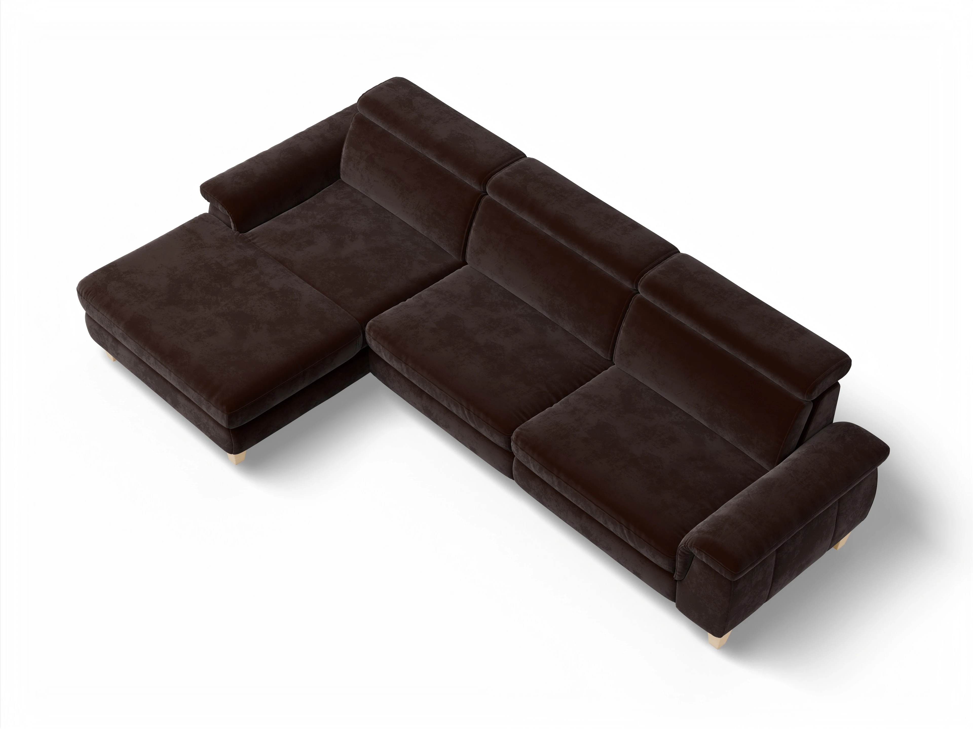Ansicht des Produktes München Ecksofa links Abschluss offen in Stoff Braun