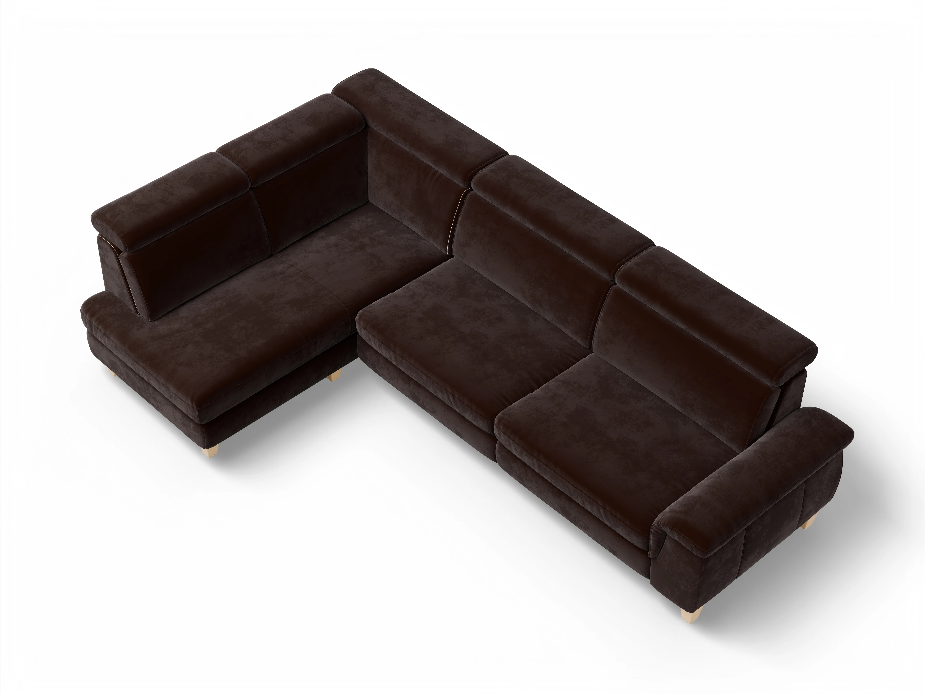 Ansicht des Produktes München Ecksofa links Abschluss offen in Stoff Braun