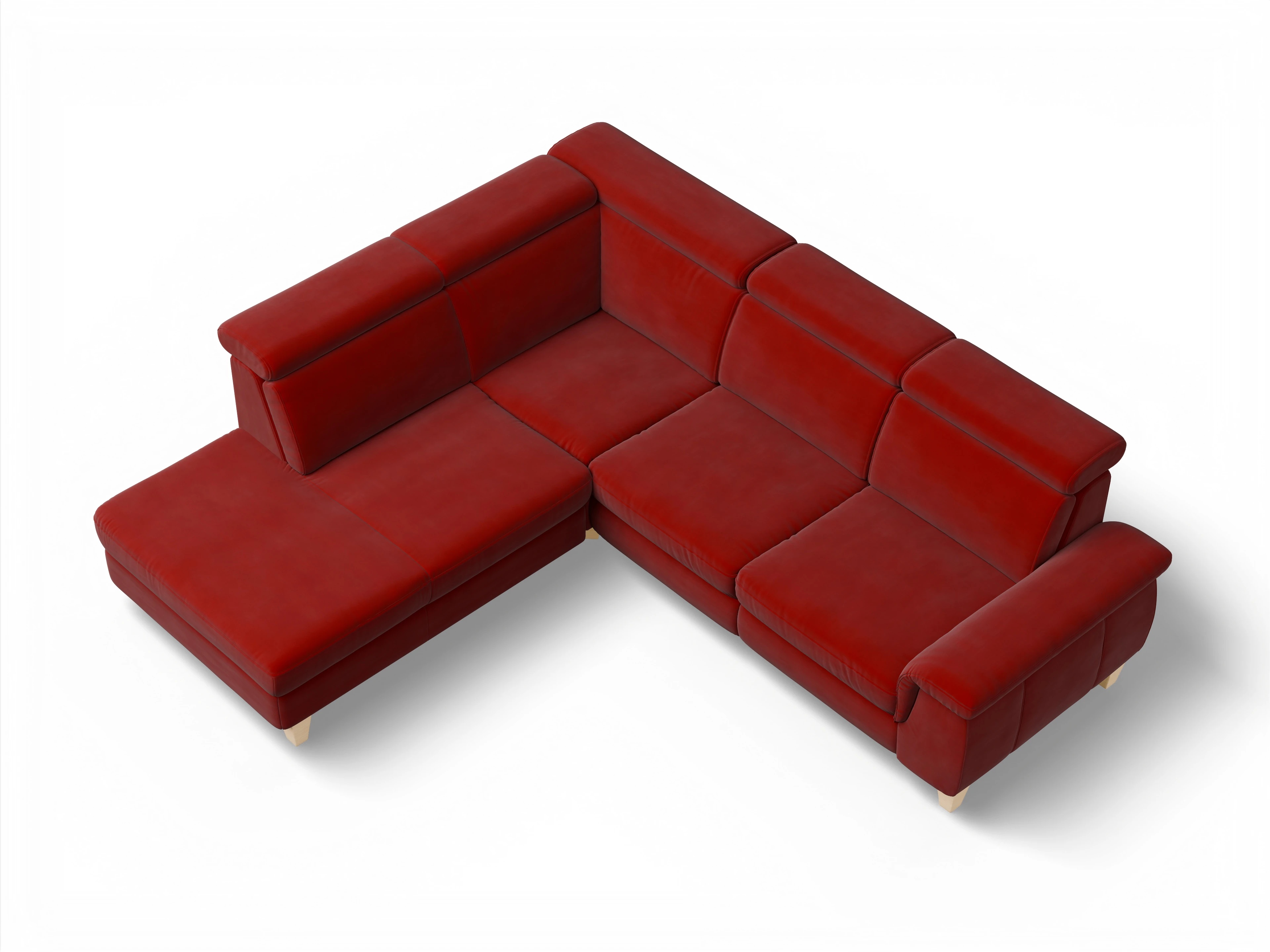 Ansicht des Produktes München Ecksofa links mit Armlehne in Stoff Rot