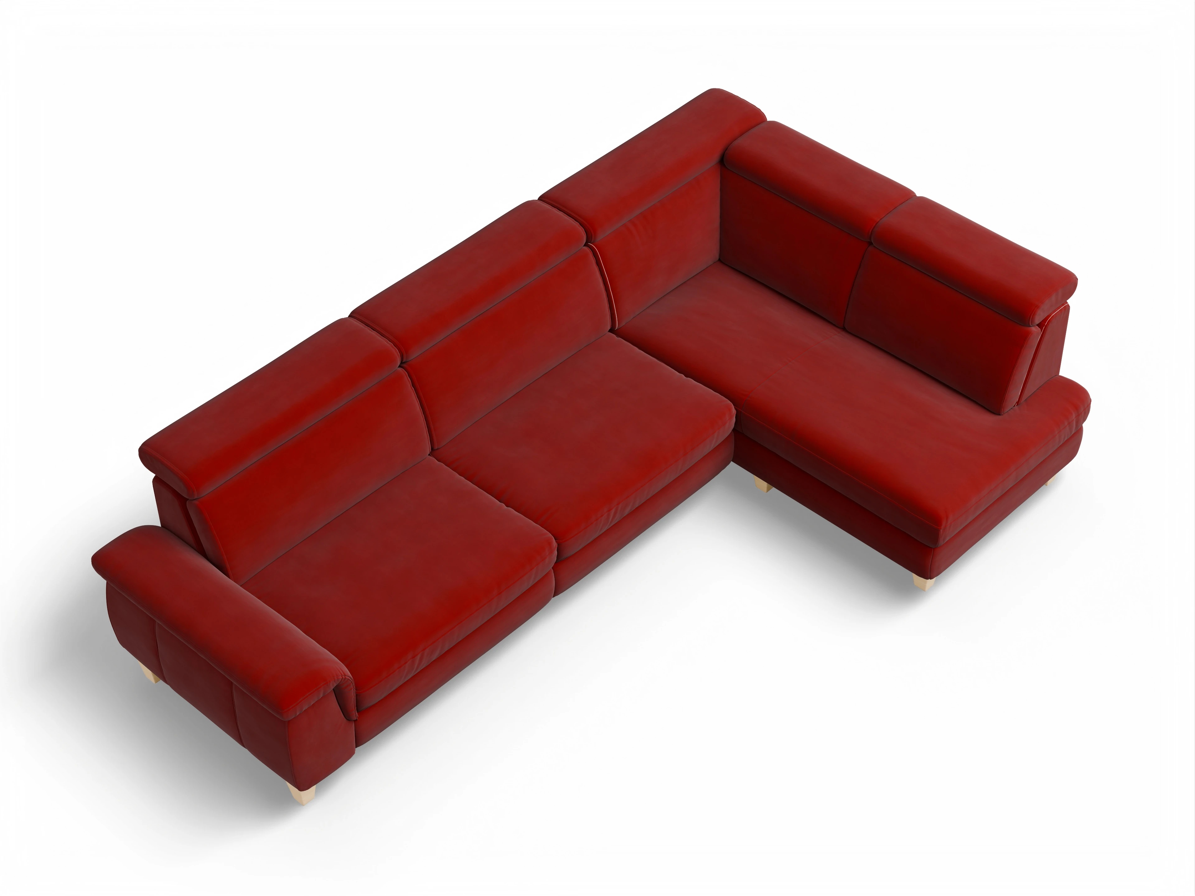 Ansicht des Produktes München Ecksofa rechts Abschluss offen in Stoff Rot