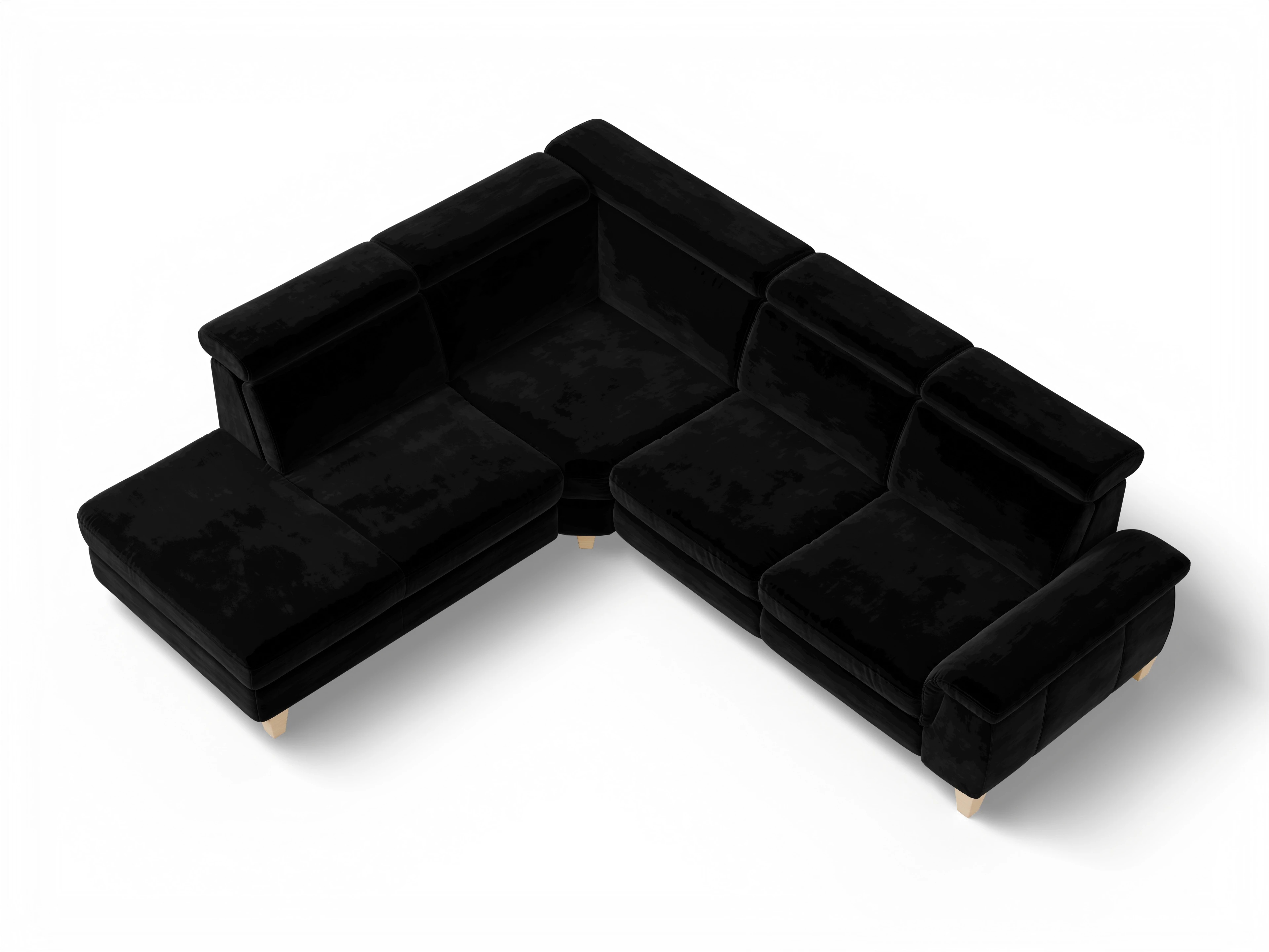 München 1Aho WE Small L Ansicht des Produktes München Ecksofa links Abschluss offen in Stoff Schwarz