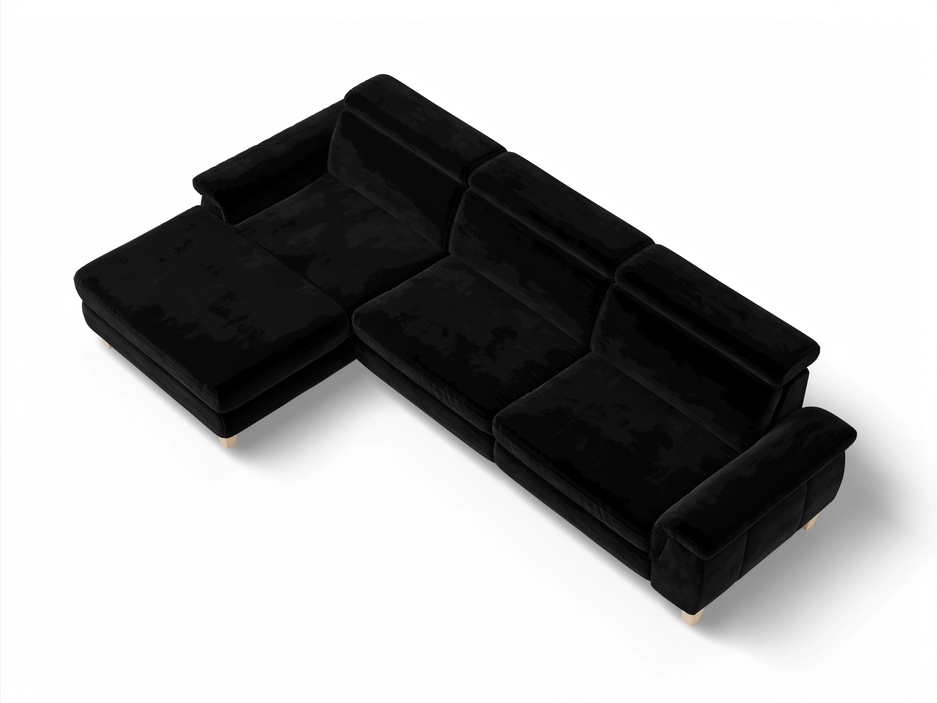 Ansicht des Produktes München Ecksofa links Abschluss offen in Stoff Schwarz