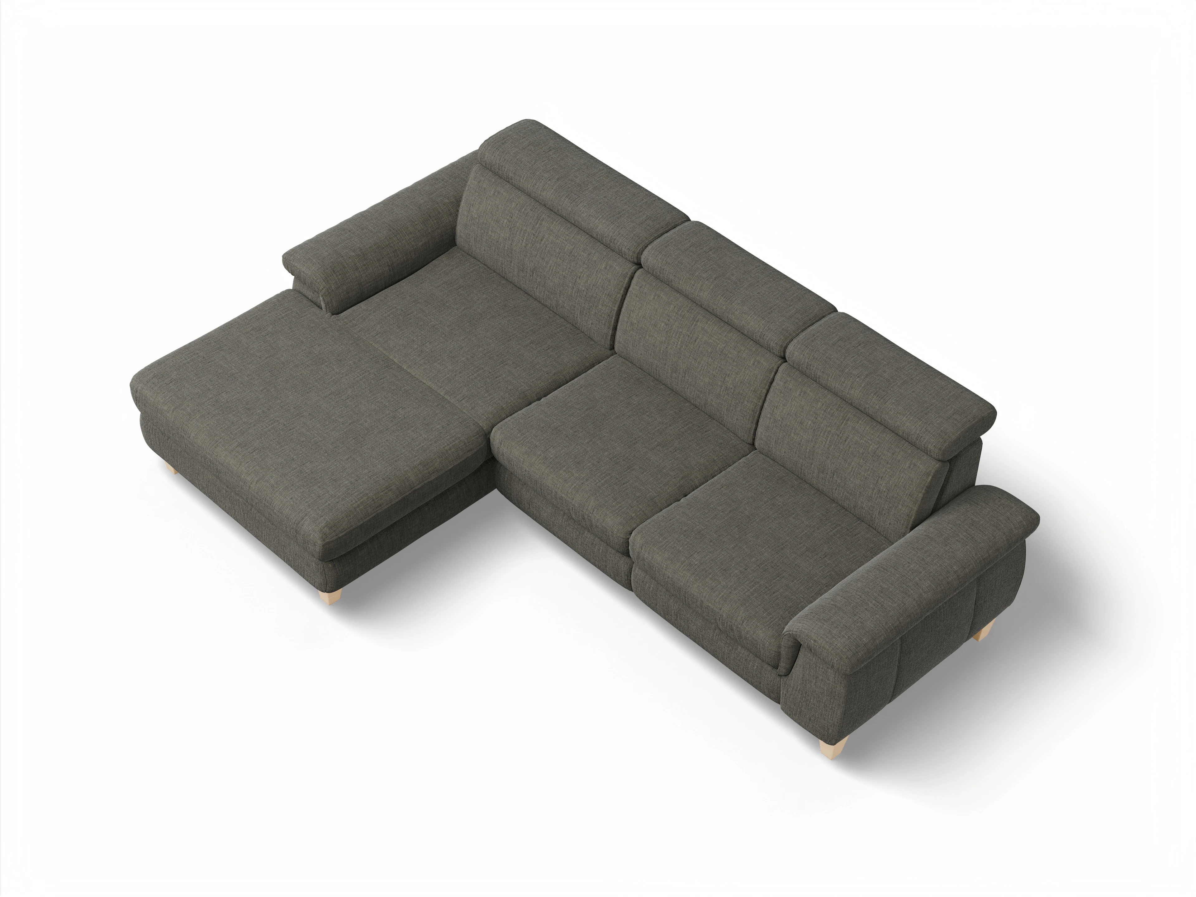 Ansicht des Produktes München Ecksofa links Abschluss offen in Stoff Braun