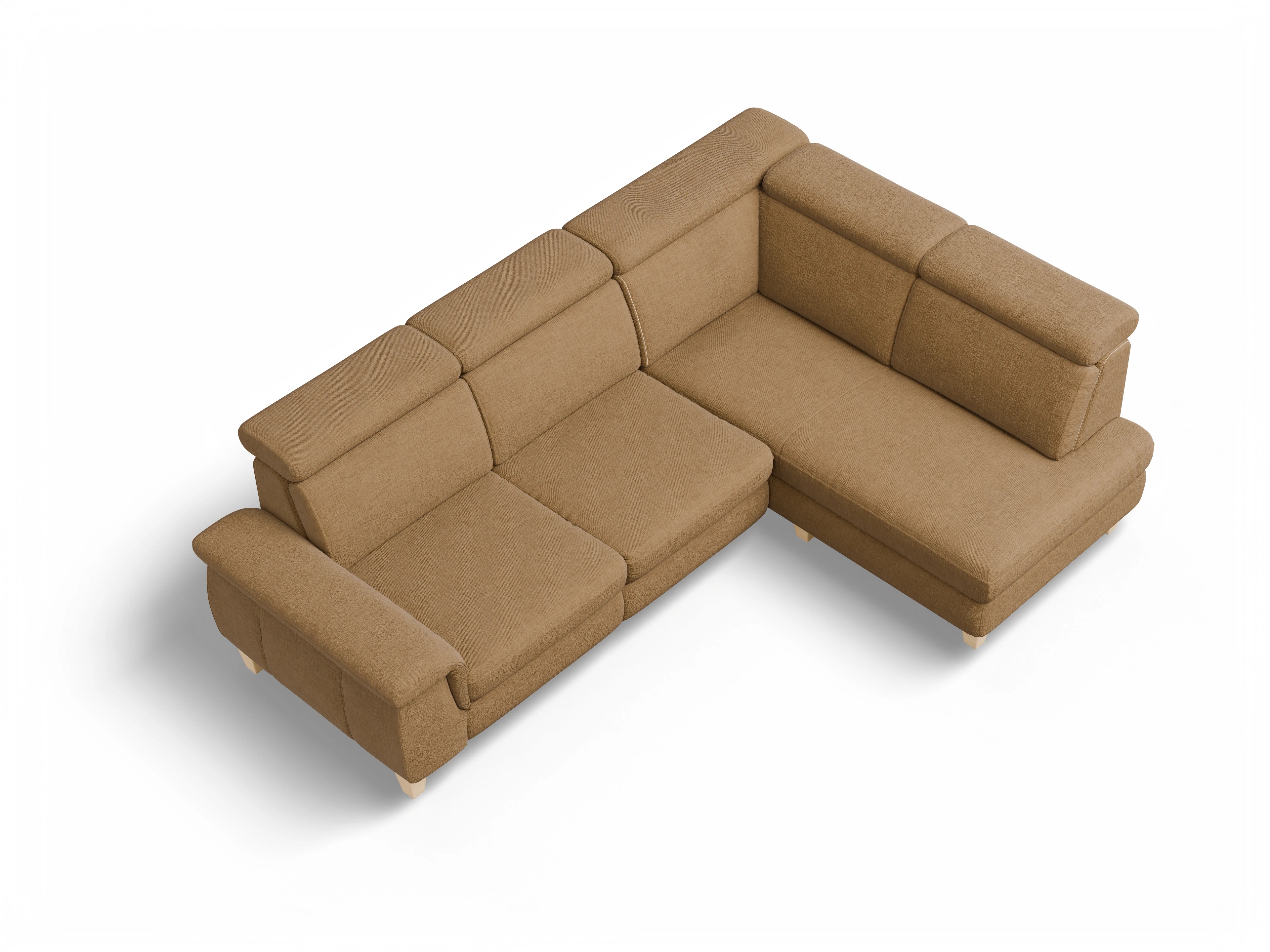 München KO Medium R Ansicht des Produktes München Ecksofa rechts Abschluss offen in Stoff Orange