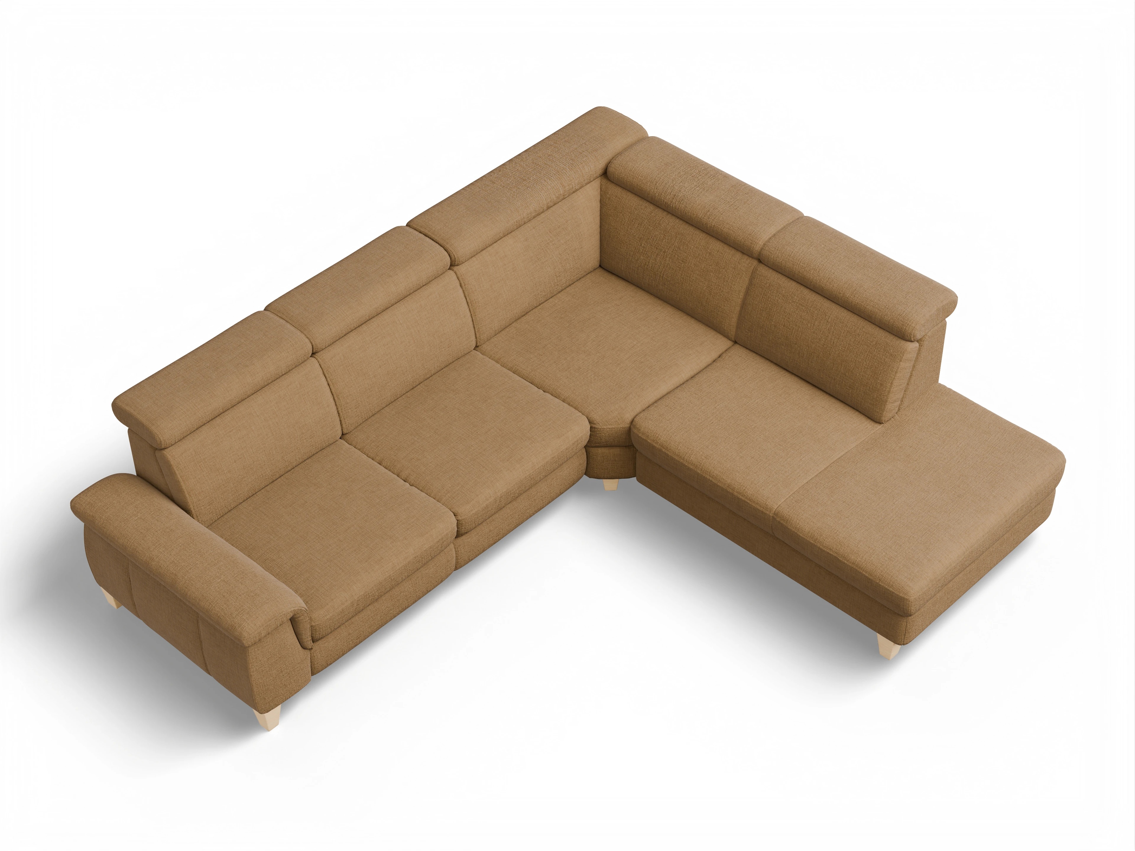 Ansicht des Produktes München Ecksofa rechts Abschluss offen in Stoff Orange