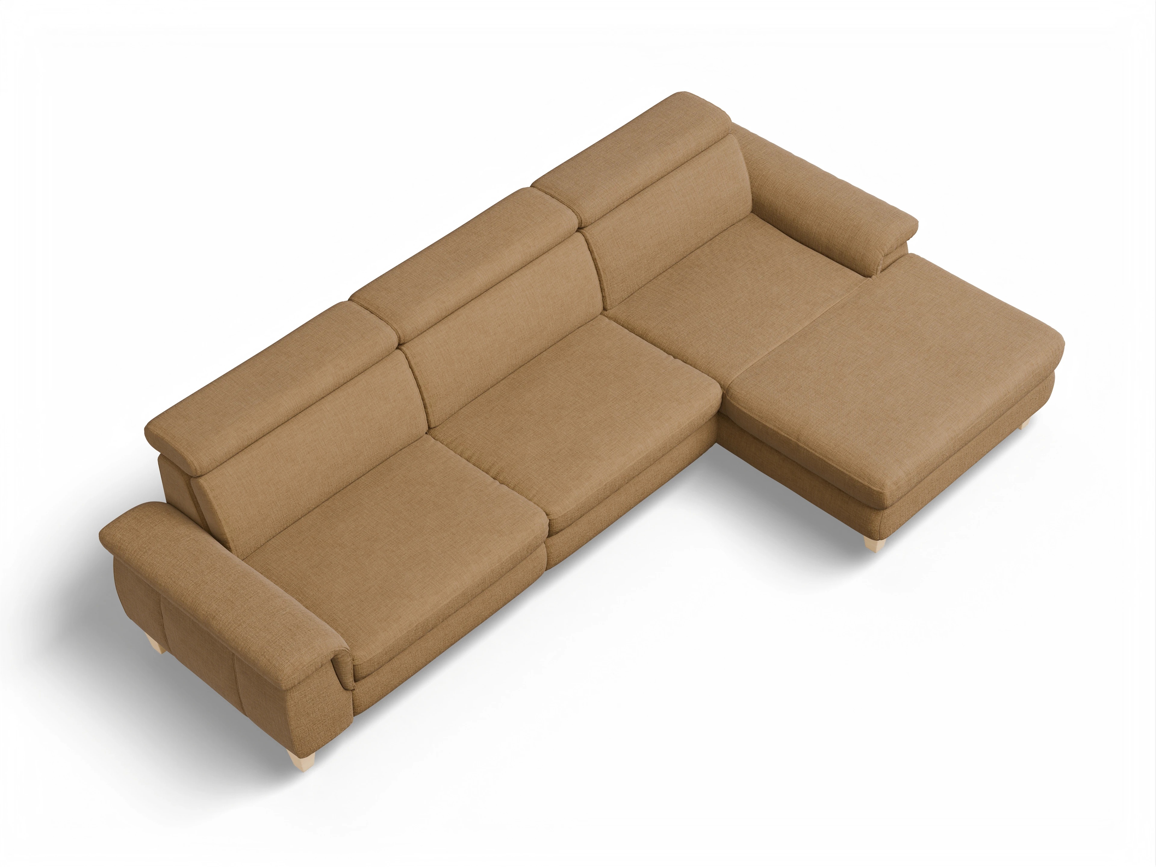 Ansicht des Produktes München Ecksofa rechts Abschluss offen in Stoff Orange