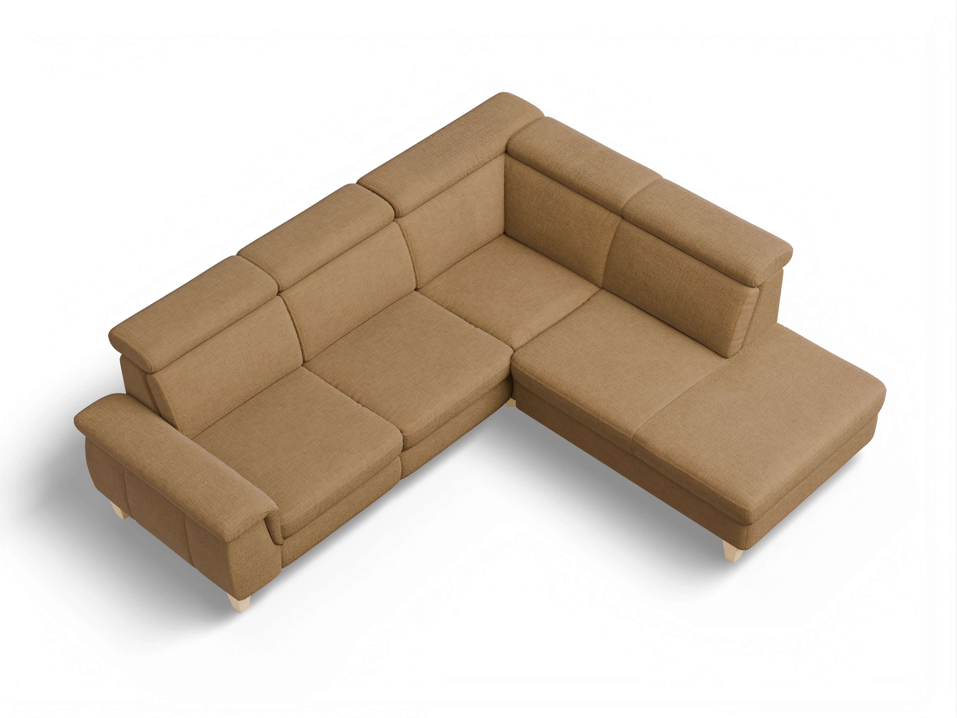 Ansicht des Produktes München Ecksofa rechts Abschluss offen in Stoff Orange
