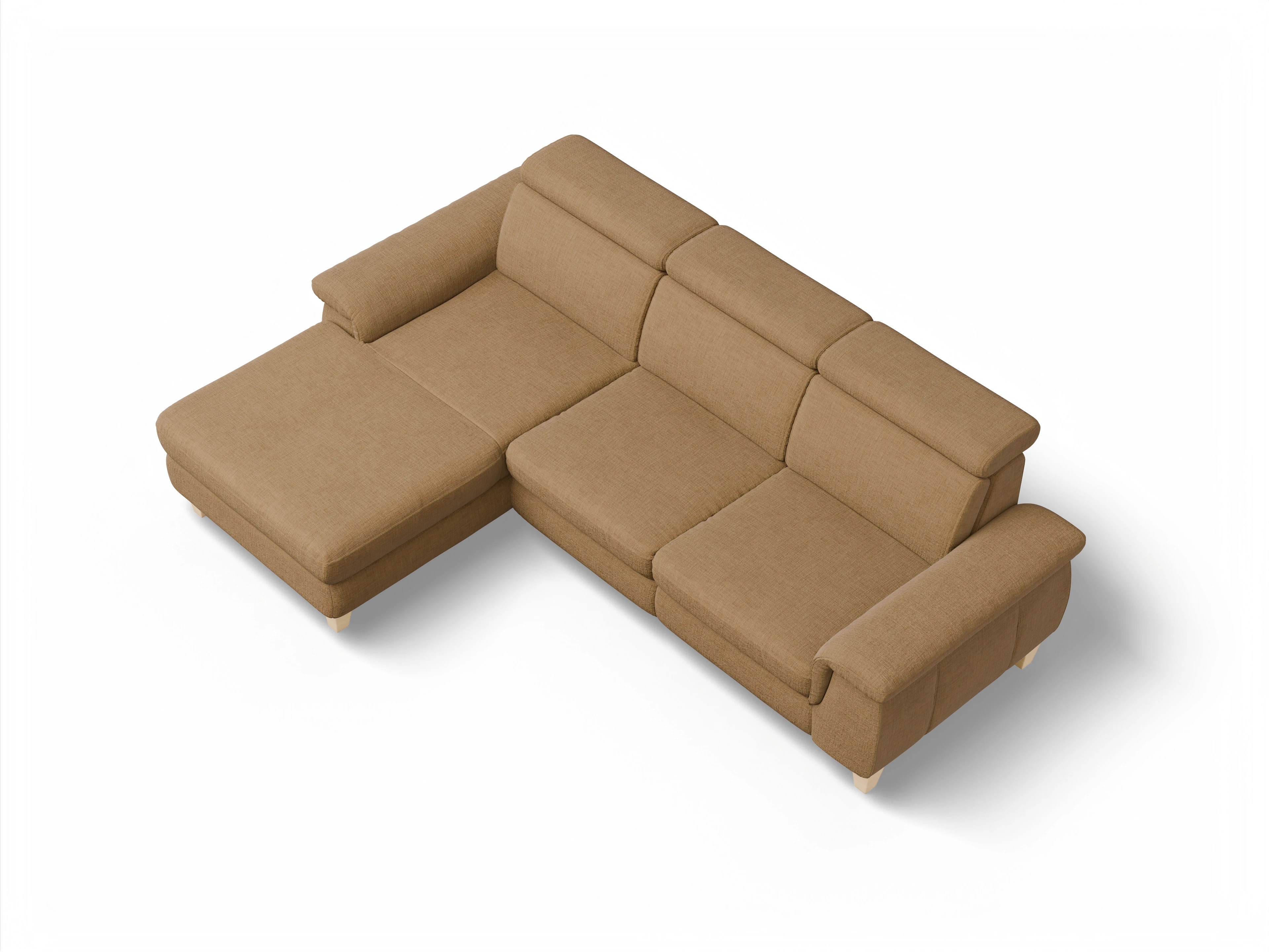 München LO Medium L Ansicht des Produktes München Ecksofa links Abschluss offen in Stoff Orange