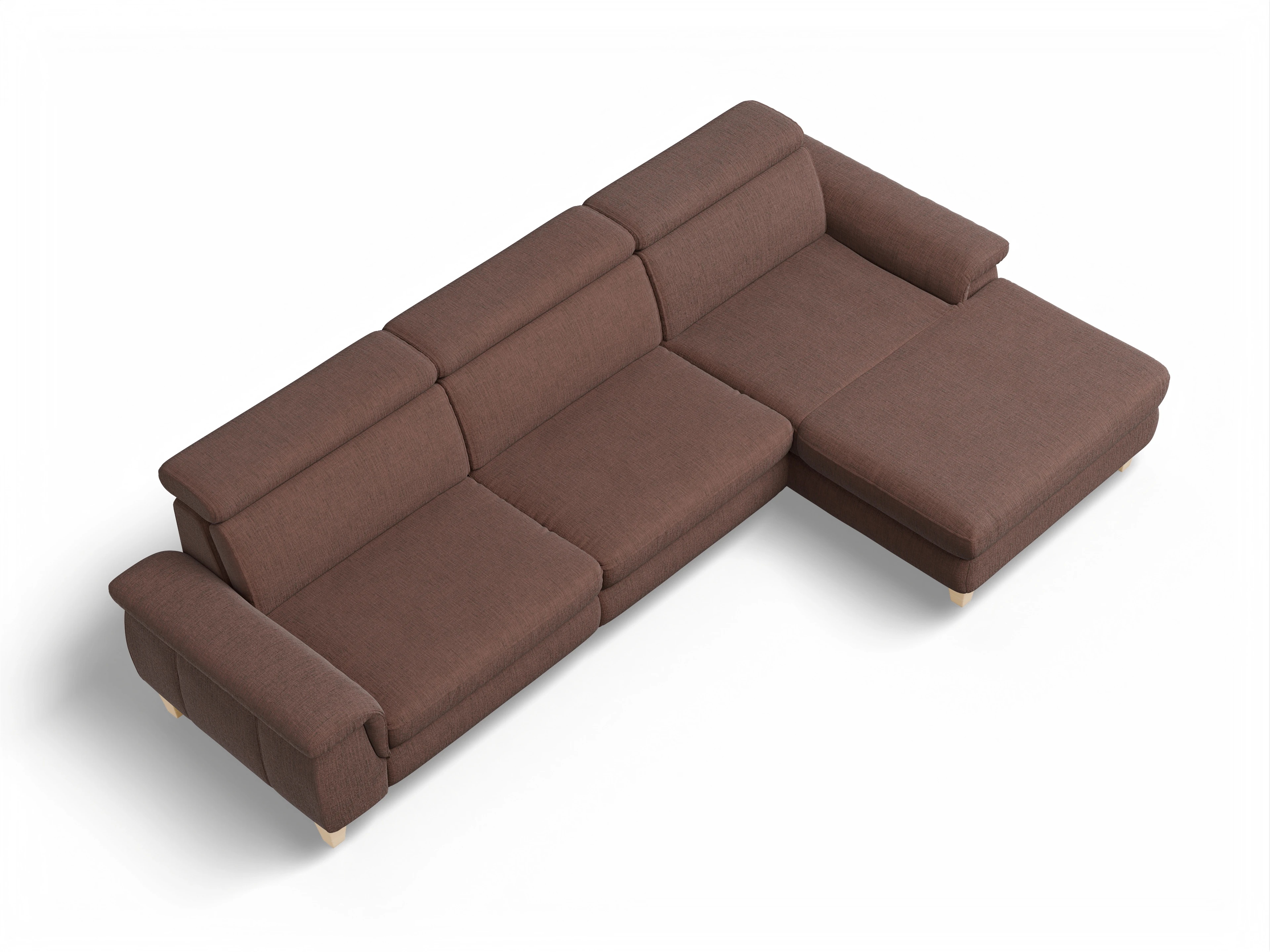Ansicht des Produktes München Ecksofa rechts Abschluss offen in Stoff Orange
