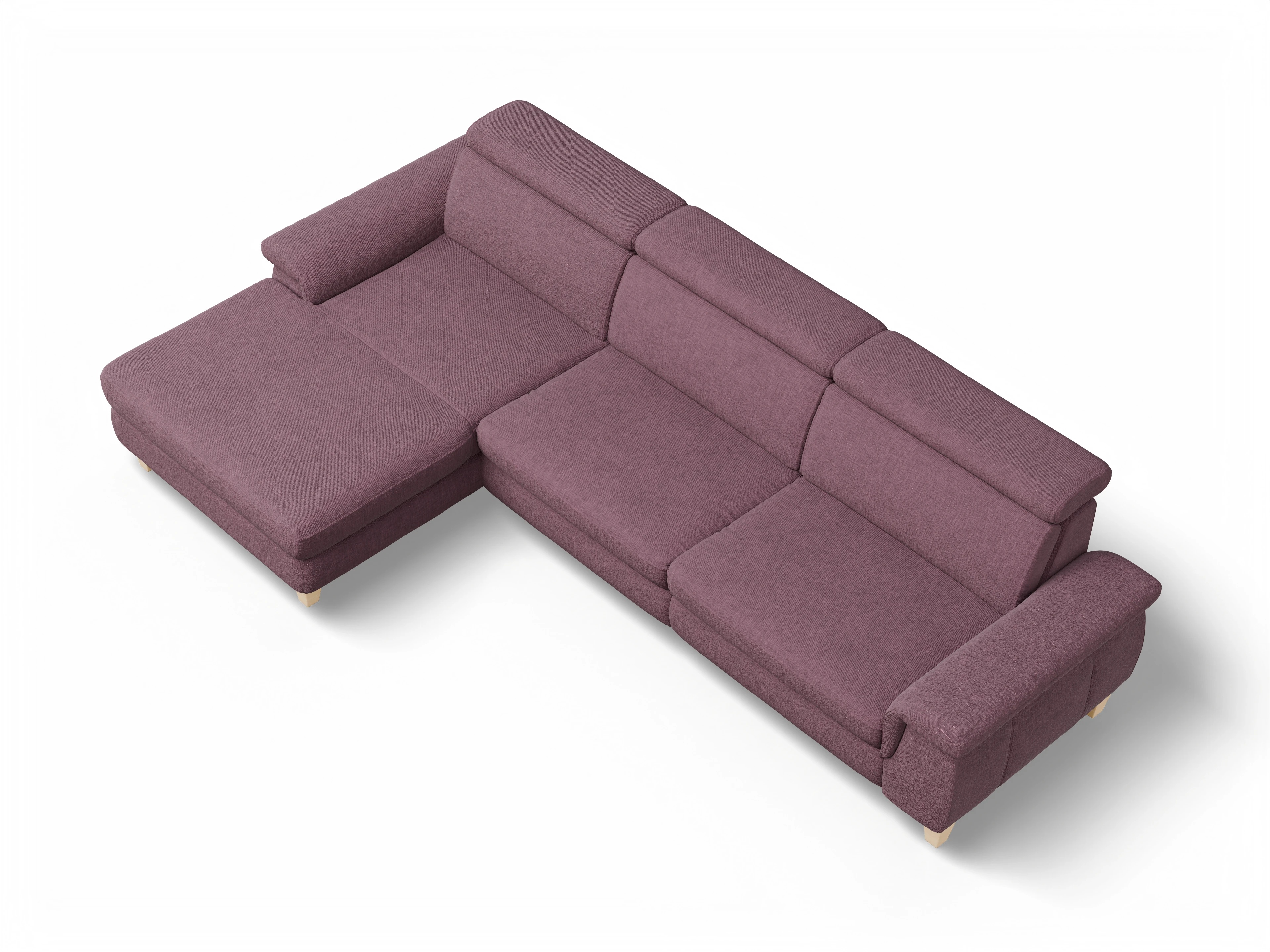 München LOgroß Large L Ansicht des Produktes München Ecksofa links Abschluss offen in Stoff Rot