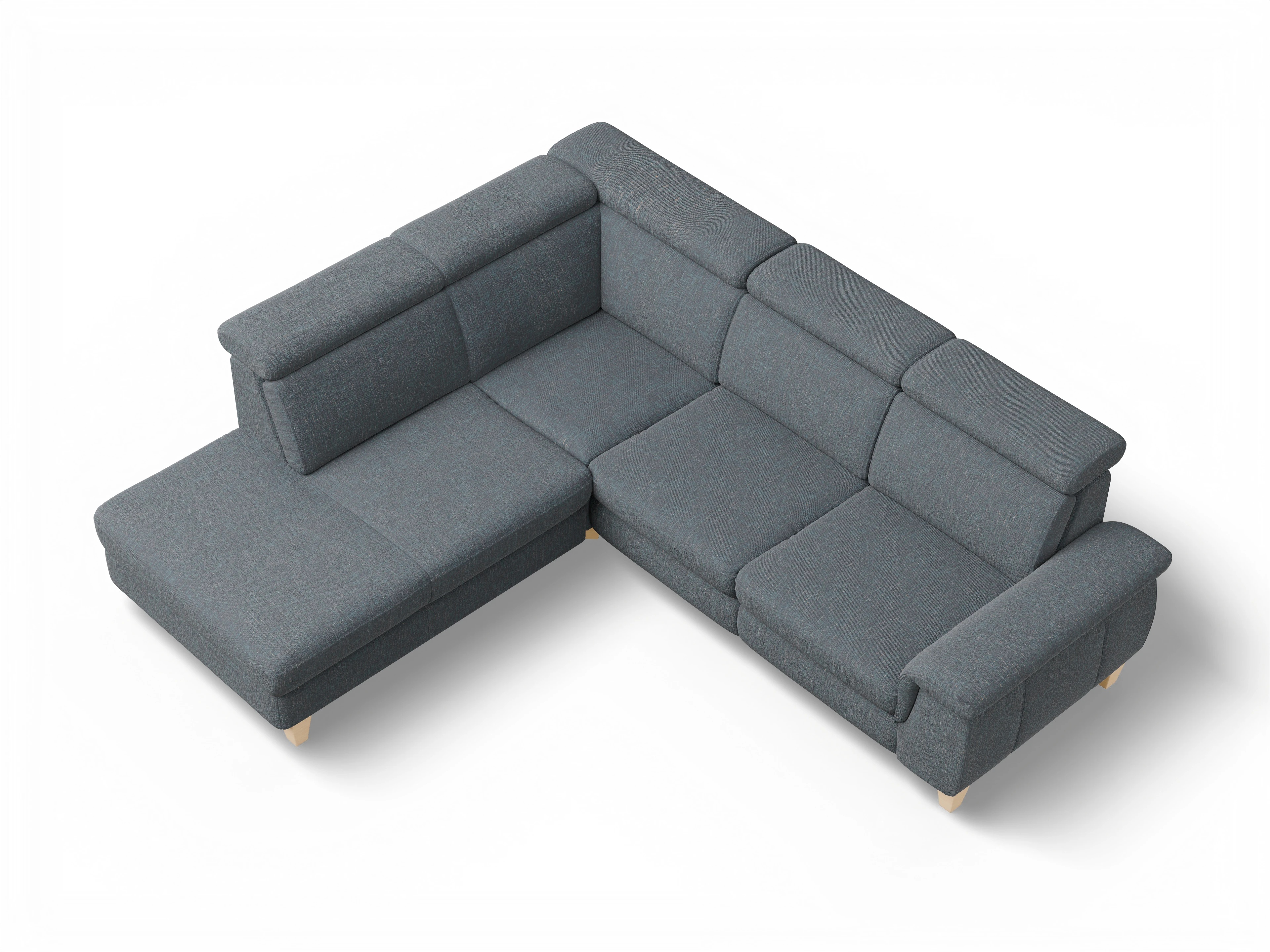 Ansicht des Produktes München Ecksofa links mit Armlehne in Stoff Grau