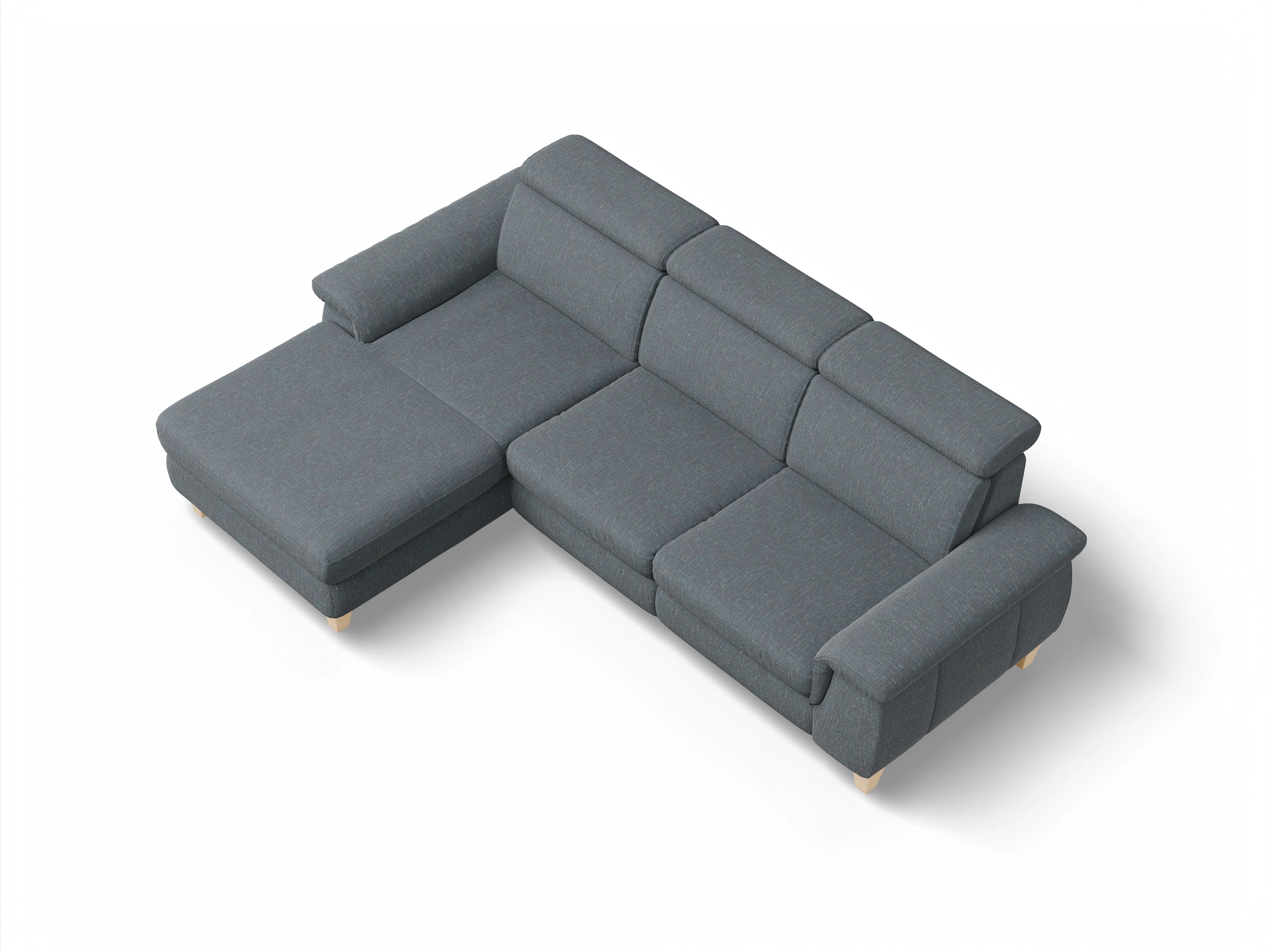 München LO Medium L Ansicht des Produktes München Ecksofa links Abschluss offen in Stoff Grau