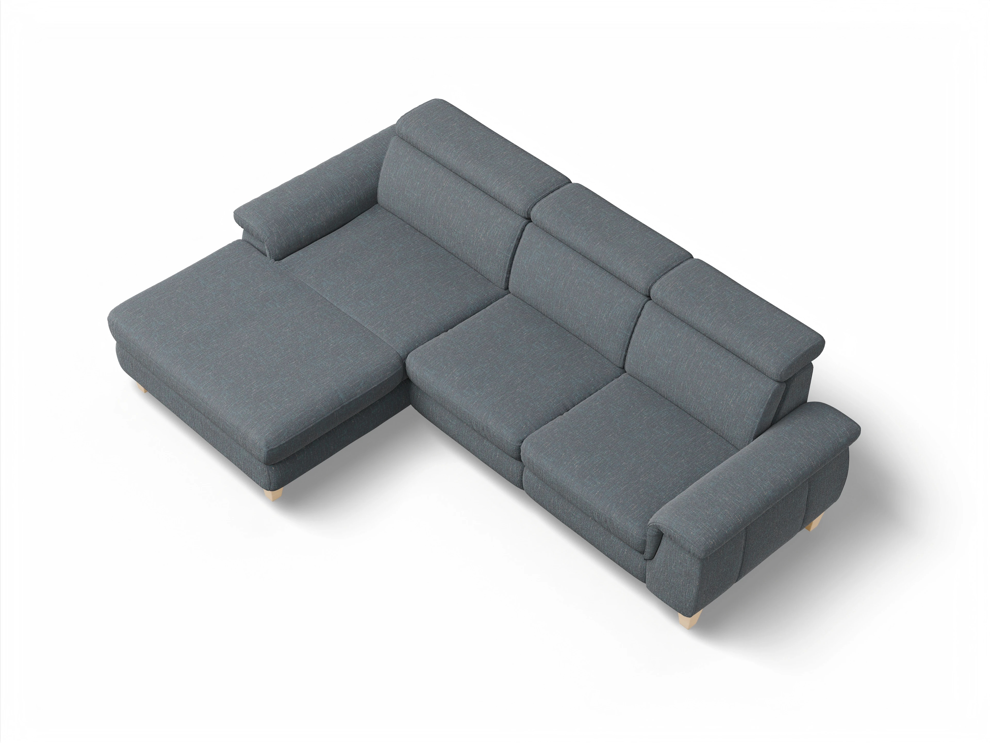 München LOgroß Medium L Ansicht des Produktes München Ecksofa links Abschluss offen in Stoff Grau
