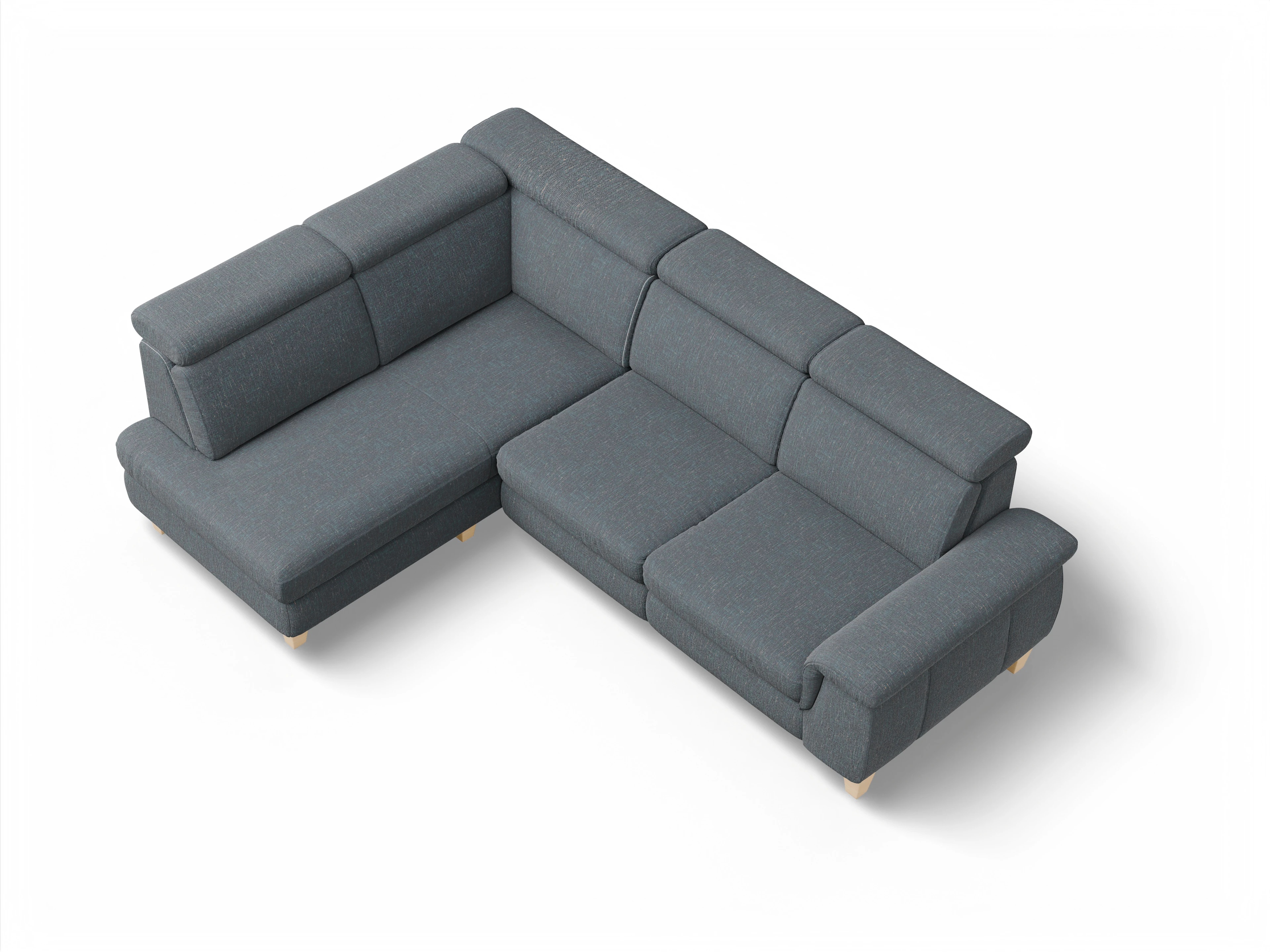Ansicht des Produktes München Ecksofa links Abschluss offen in Stoff Grau