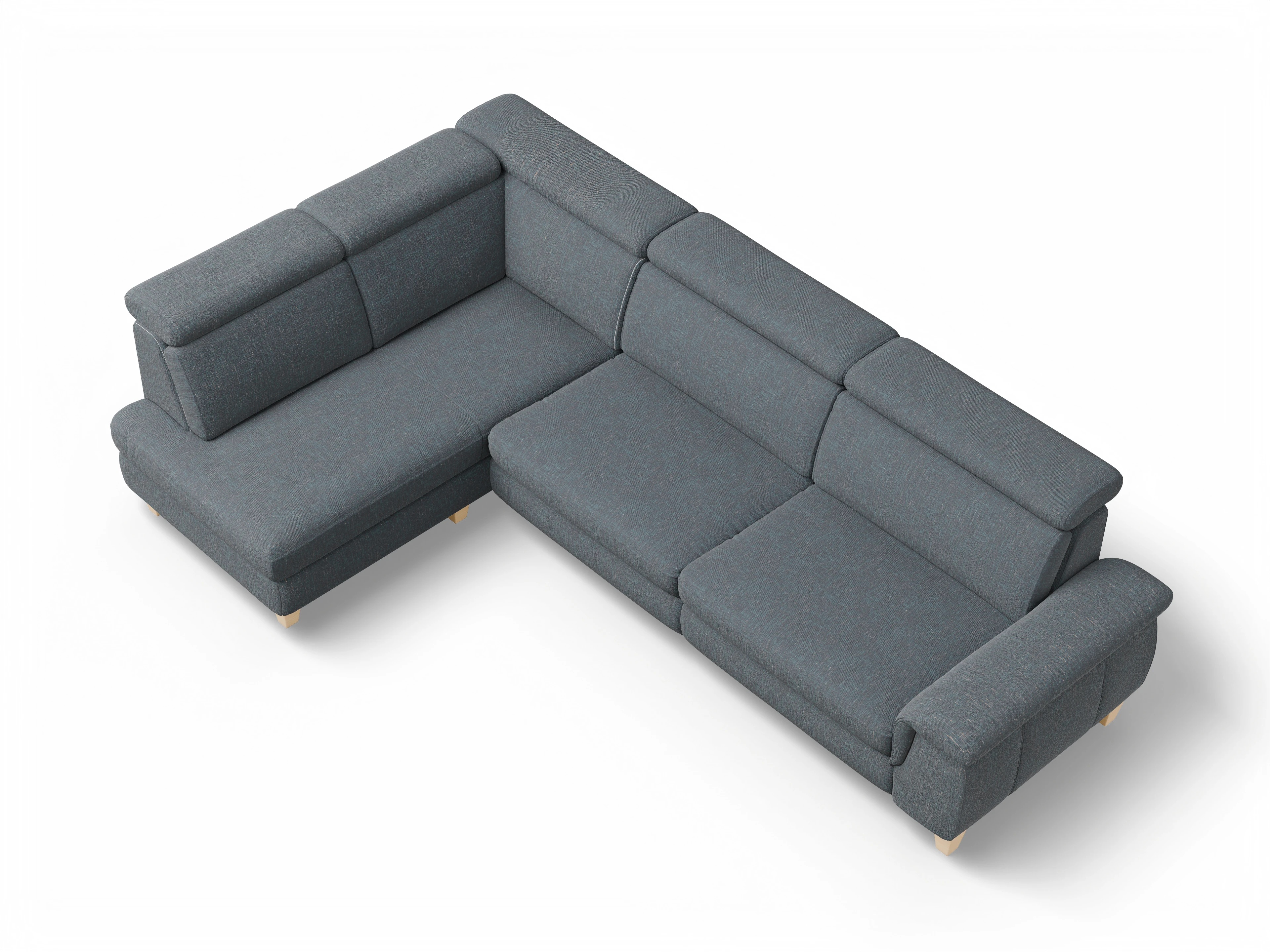 Ansicht des Produktes München Ecksofa links Abschluss offen in Stoff Grau