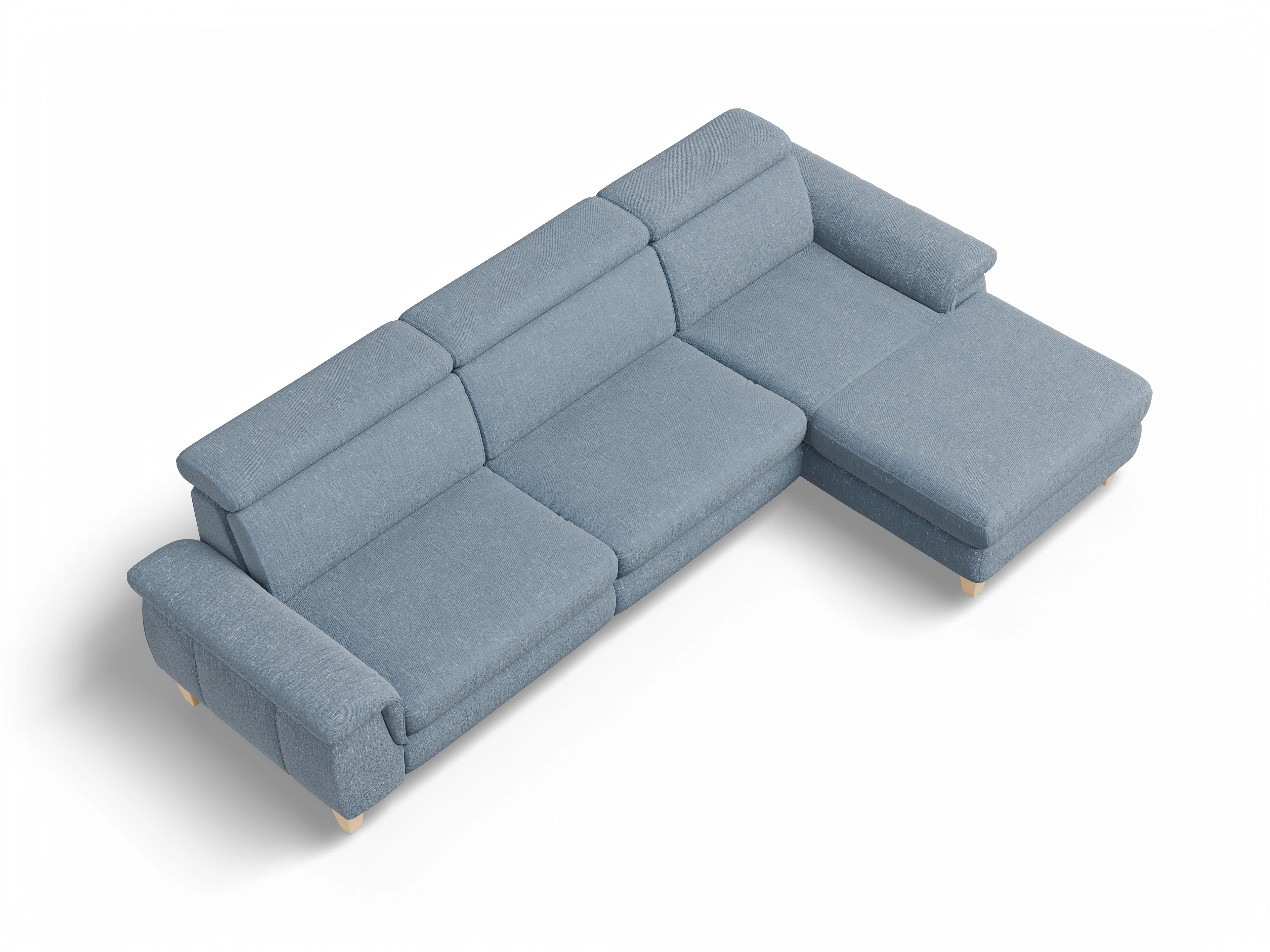 München LO Large R Ansicht des Produktes München Ecksofa rechts Abschluss offen in Stoff Blau