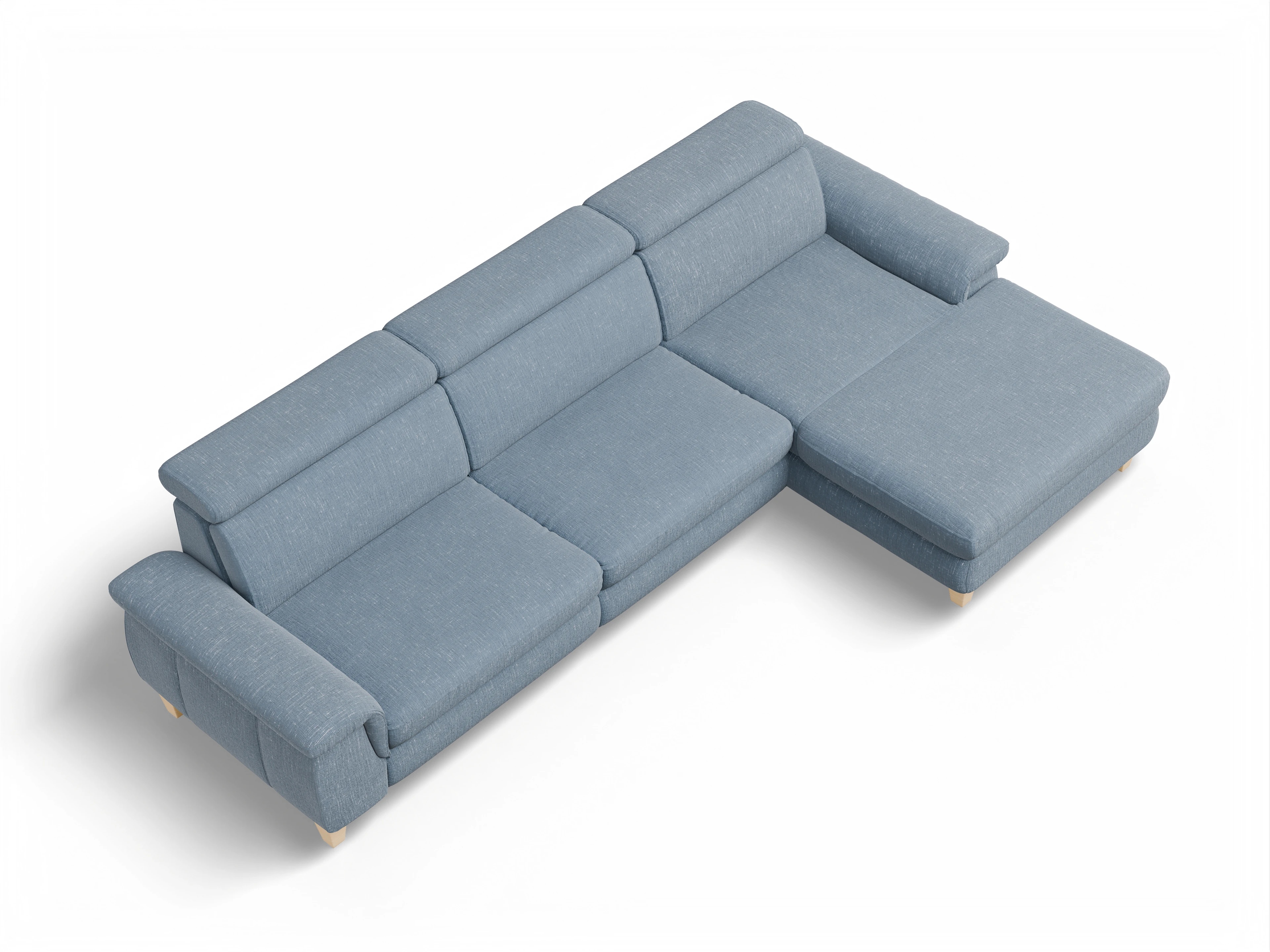 München LOgroß Large R Ansicht des Produktes München Ecksofa rechts Abschluss offen in Stoff Blau
