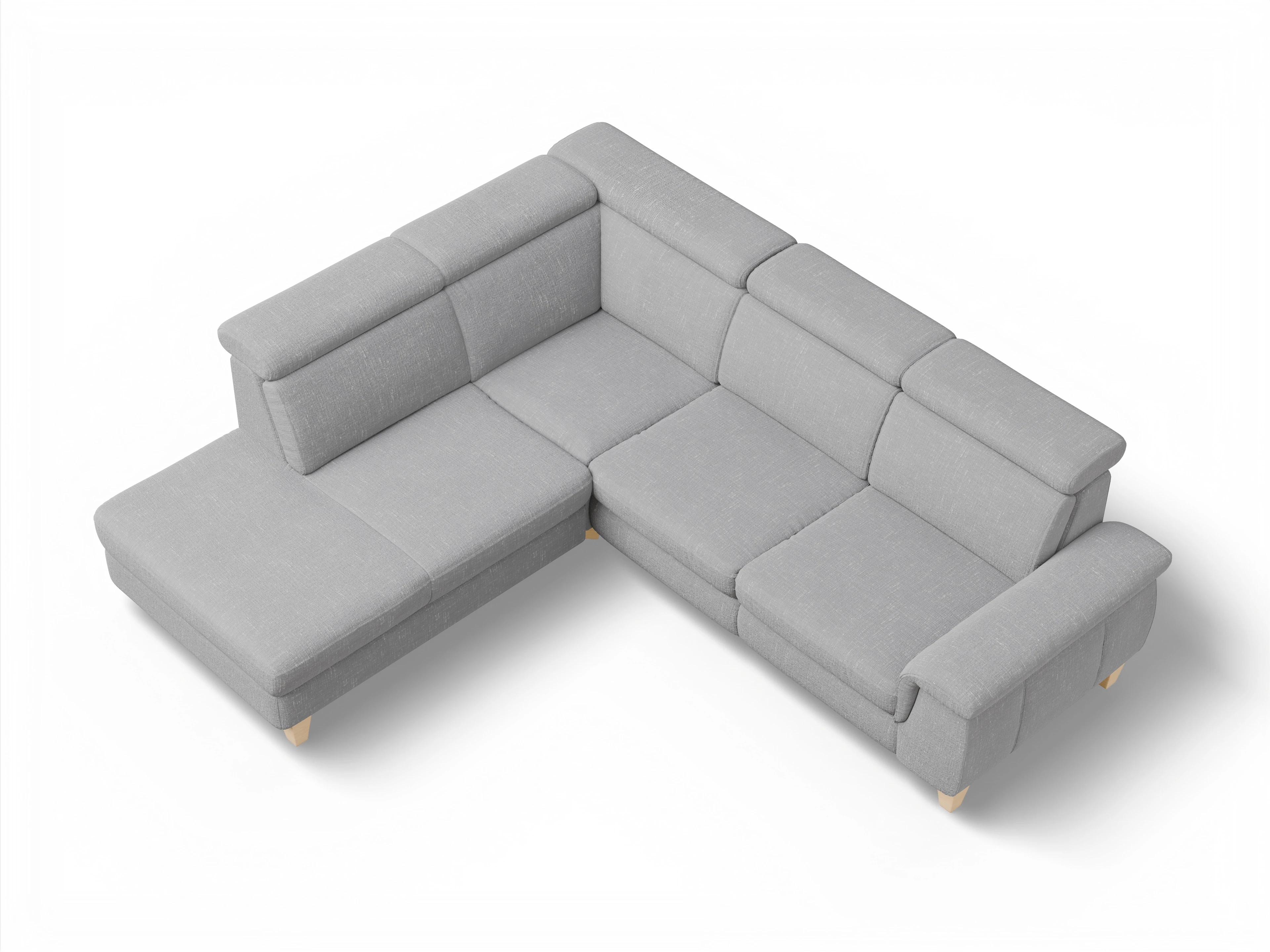 Ansicht des Produktes München Ecksofa links mit Armlehne in Stoff Grau