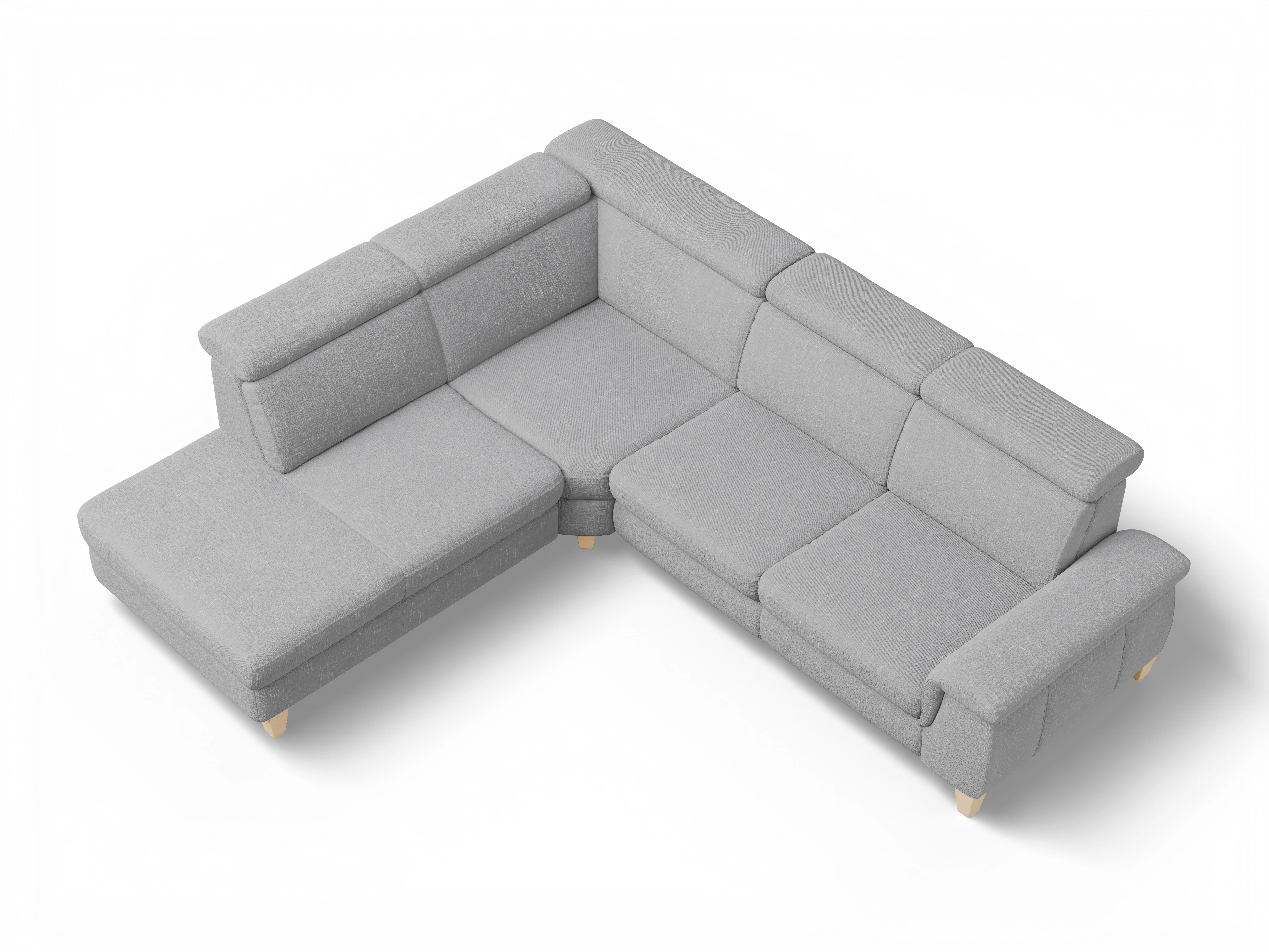 Ansicht des Produktes München Ecksofa links Abschluss offen in Stoff Grau