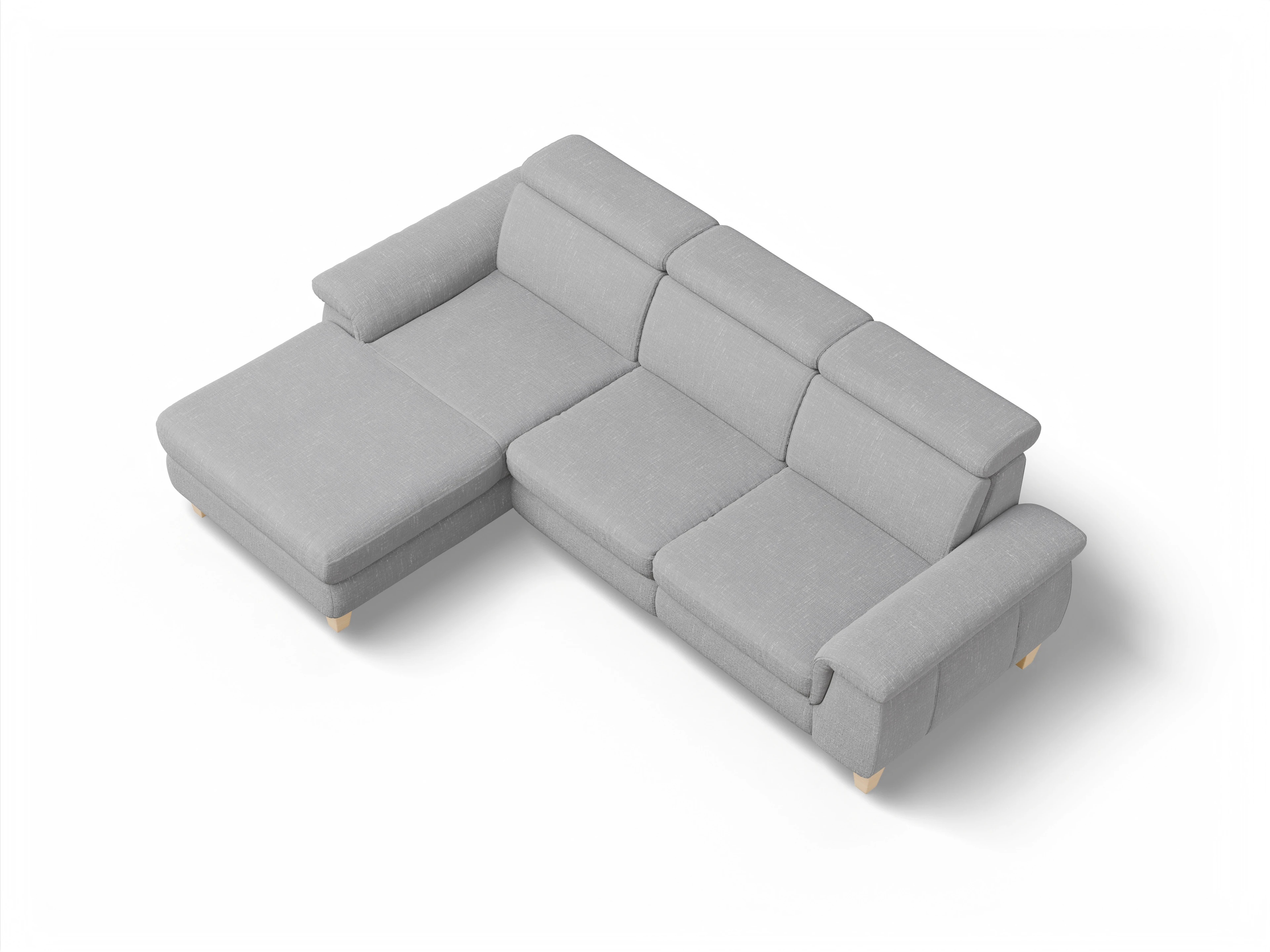 München LO Medium L Ansicht des Produktes München Ecksofa links Abschluss offen in Stoff Grau