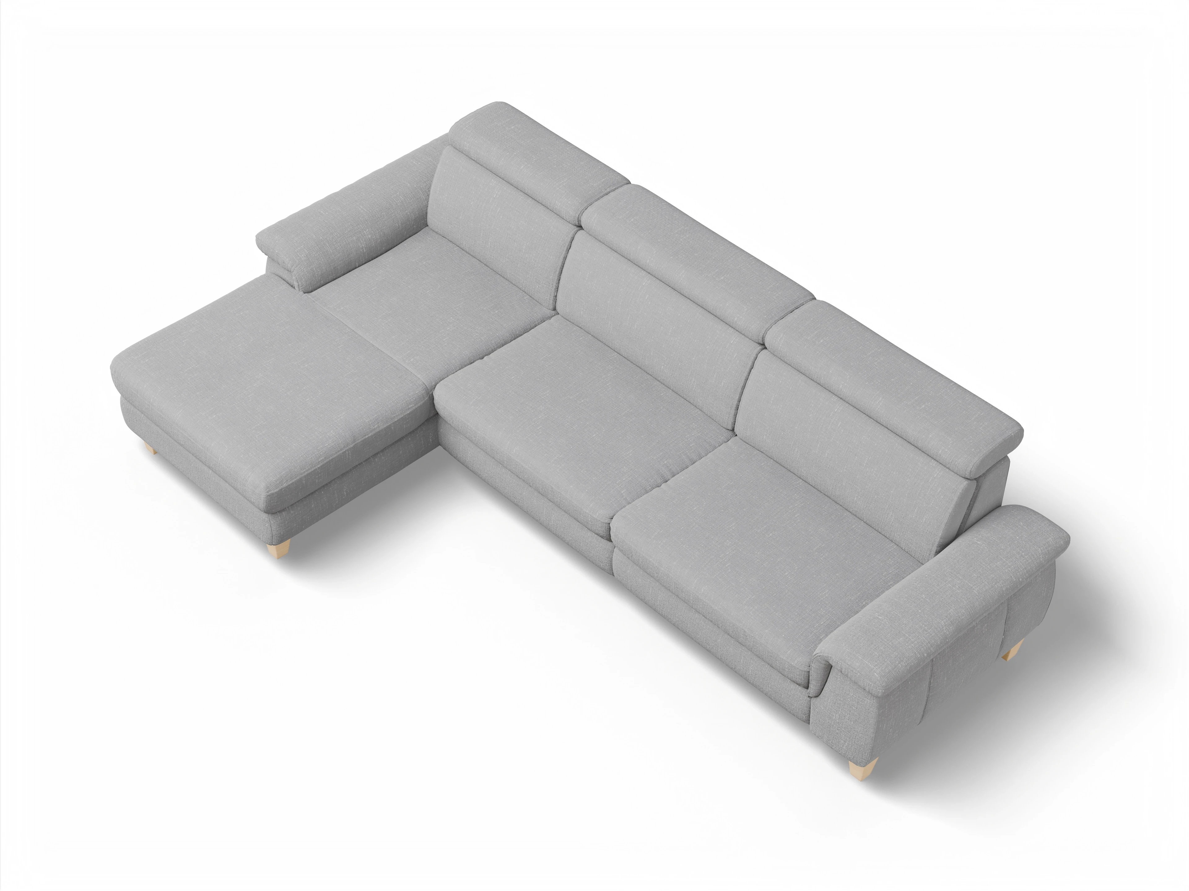 München LO Large L Ansicht des Produktes München Ecksofa links Abschluss offen in Stoff Grau