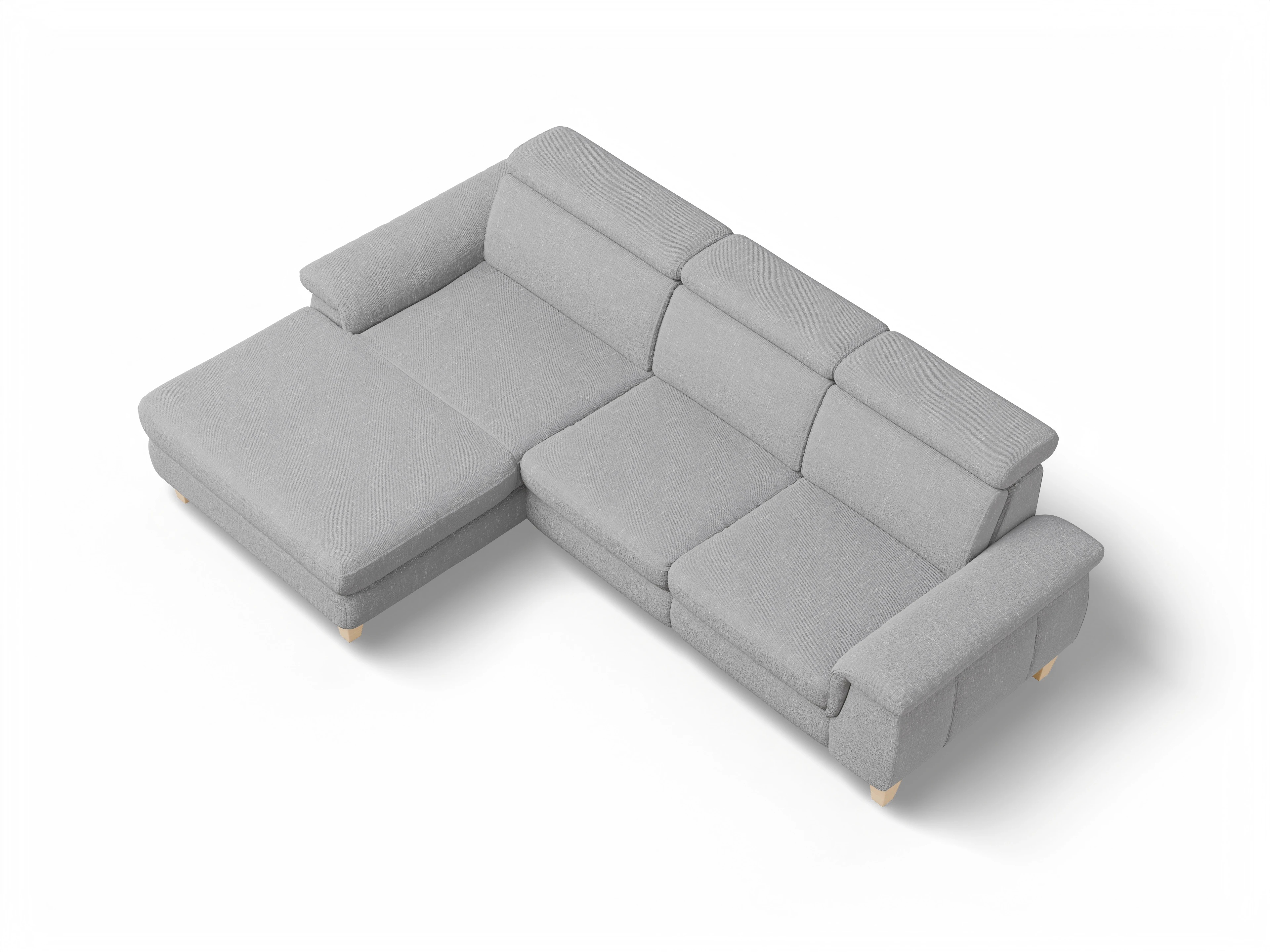 Ansicht des Produktes München Ecksofa links Abschluss offen in Stoff Grau