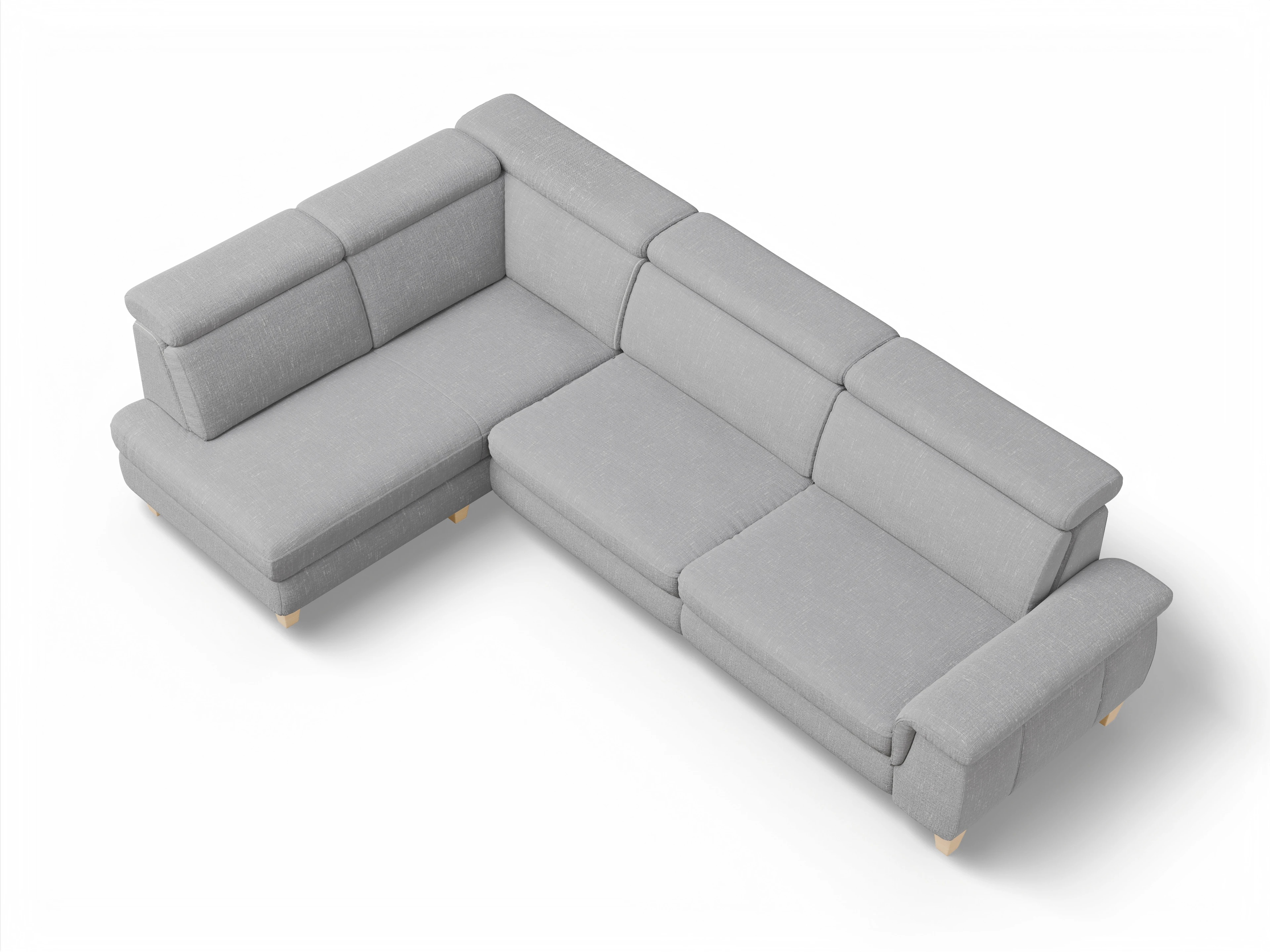 Ansicht des Produktes München Ecksofa links Abschluss offen in Stoff Grau