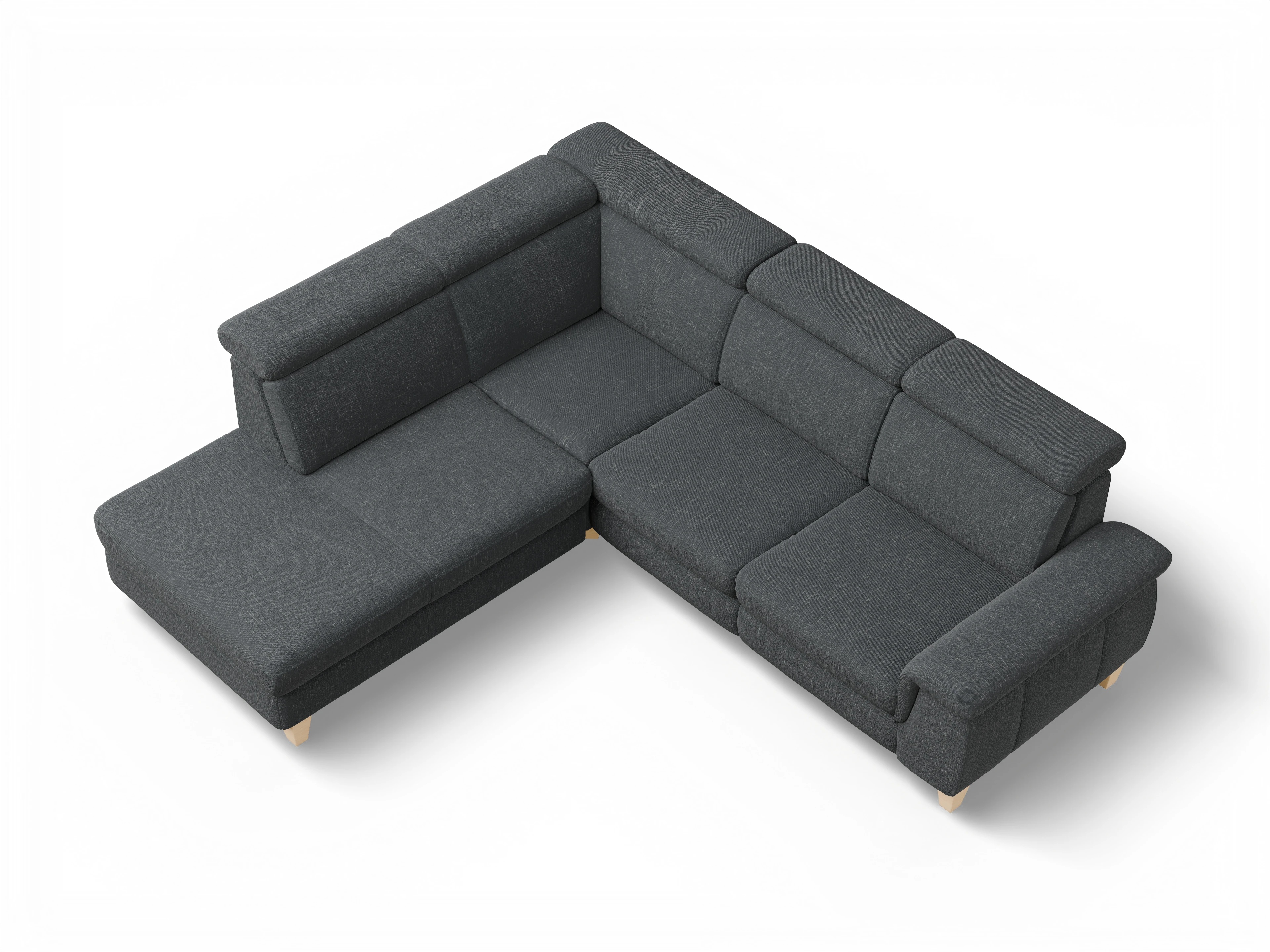 Ansicht des Produktes München Ecksofa links mit Armlehne in Stoff Grau