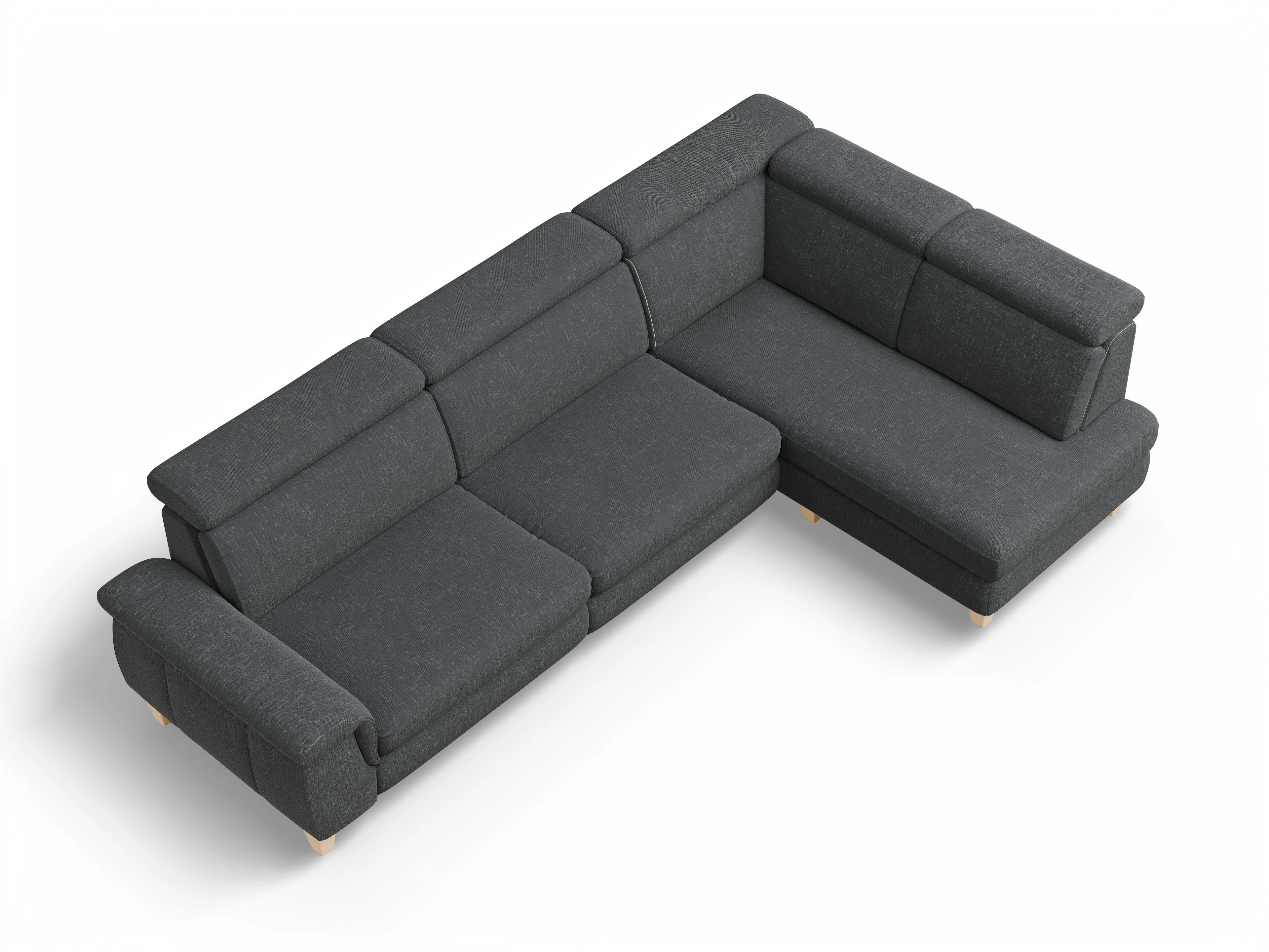 München KO Large R Ansicht des Produktes München Ecksofa rechts Abschluss offen in Stoff Grau