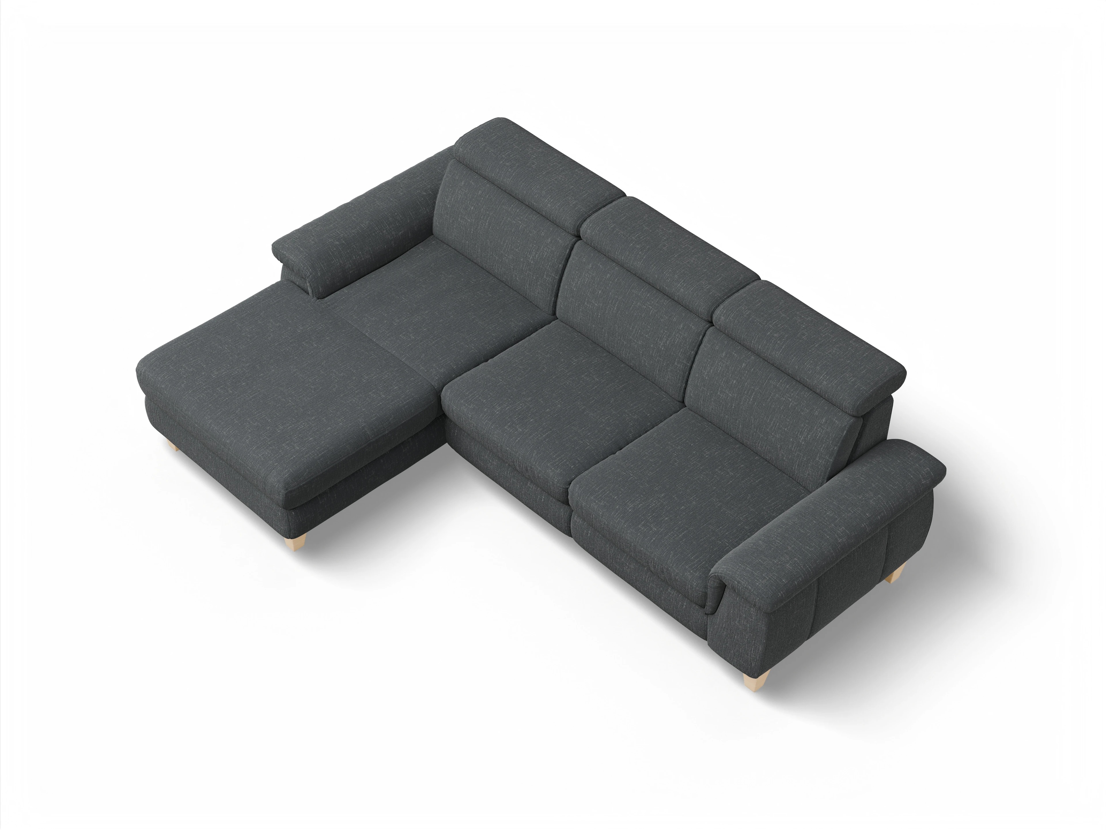 Ansicht des Produktes München Ecksofa links Abschluss offen in Stoff Grau