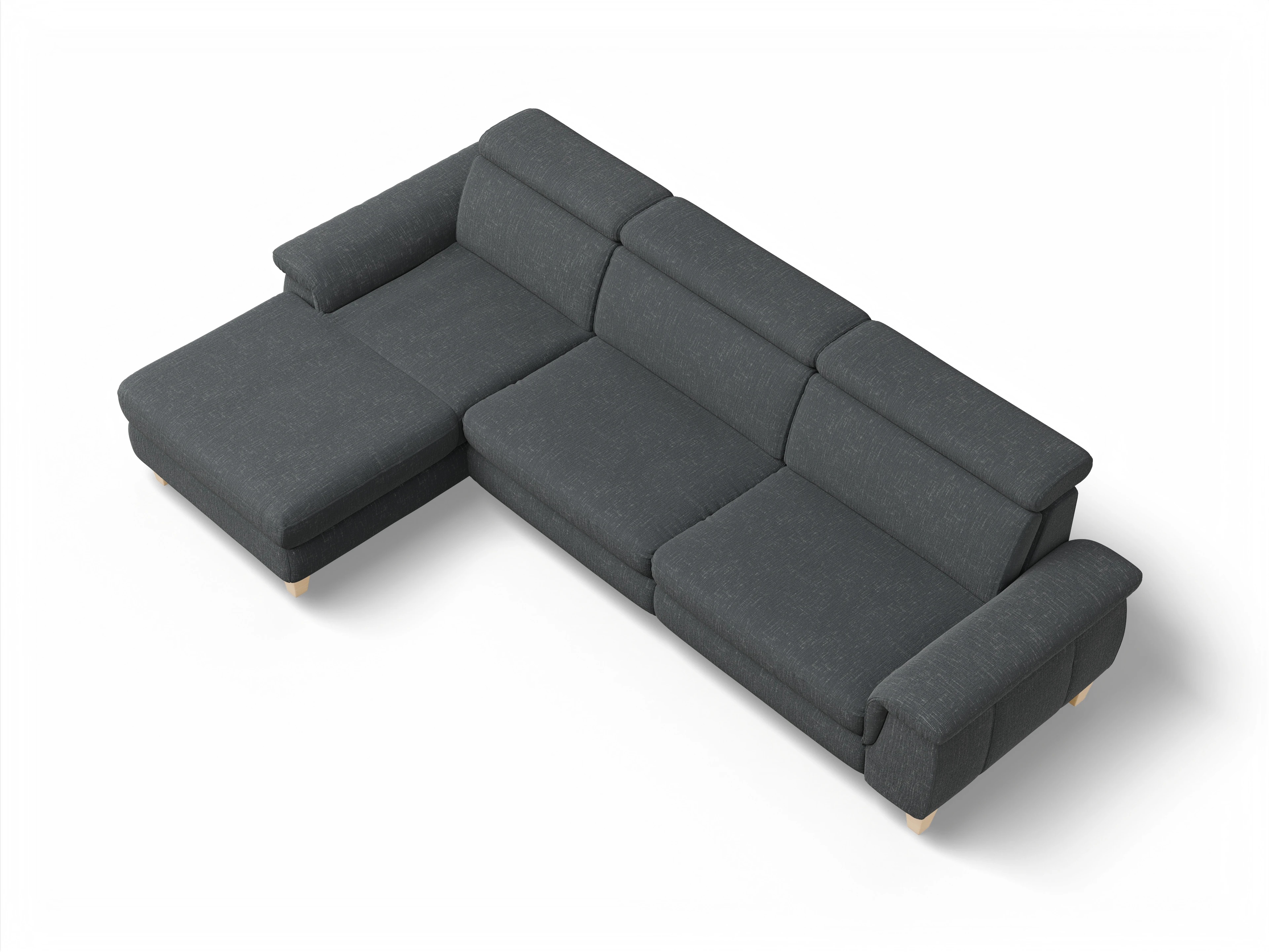 Ansicht des Produktes München Ecksofa links Abschluss offen in Stoff Grau