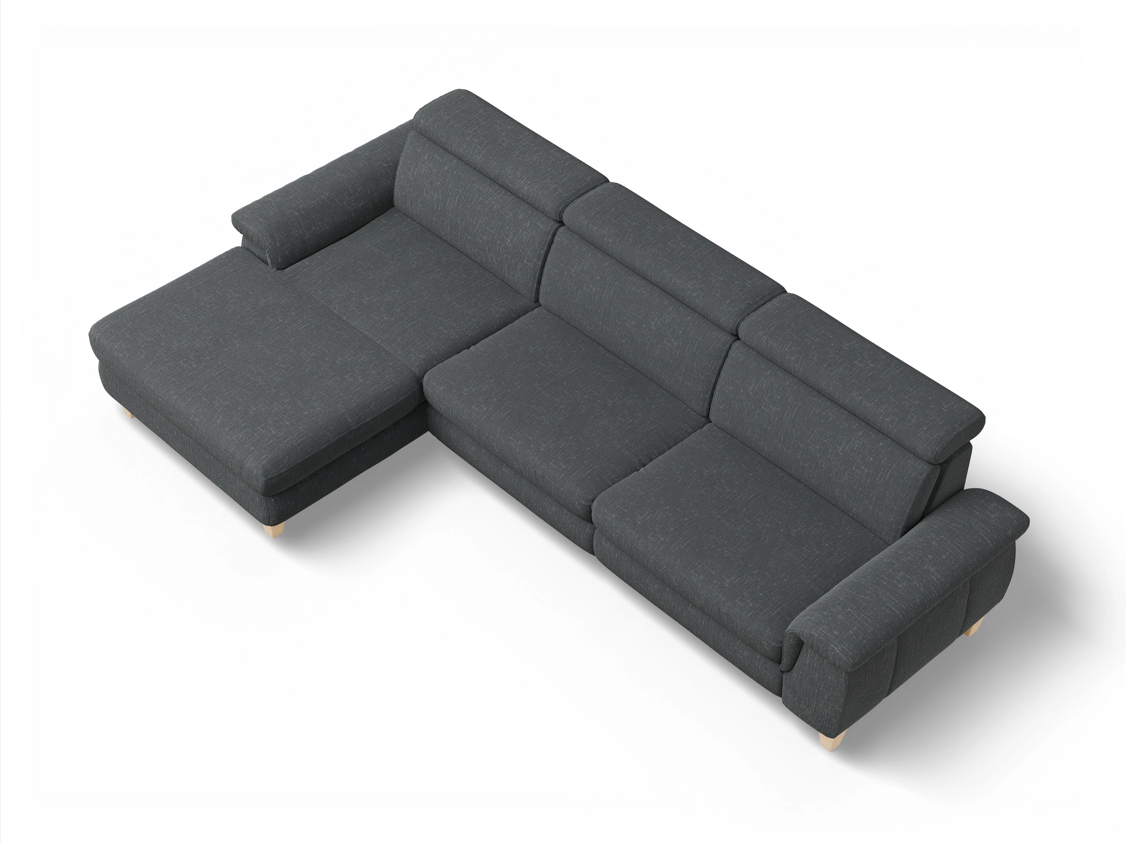 Ansicht des Produktes München Ecksofa links Abschluss offen in Stoff Grau