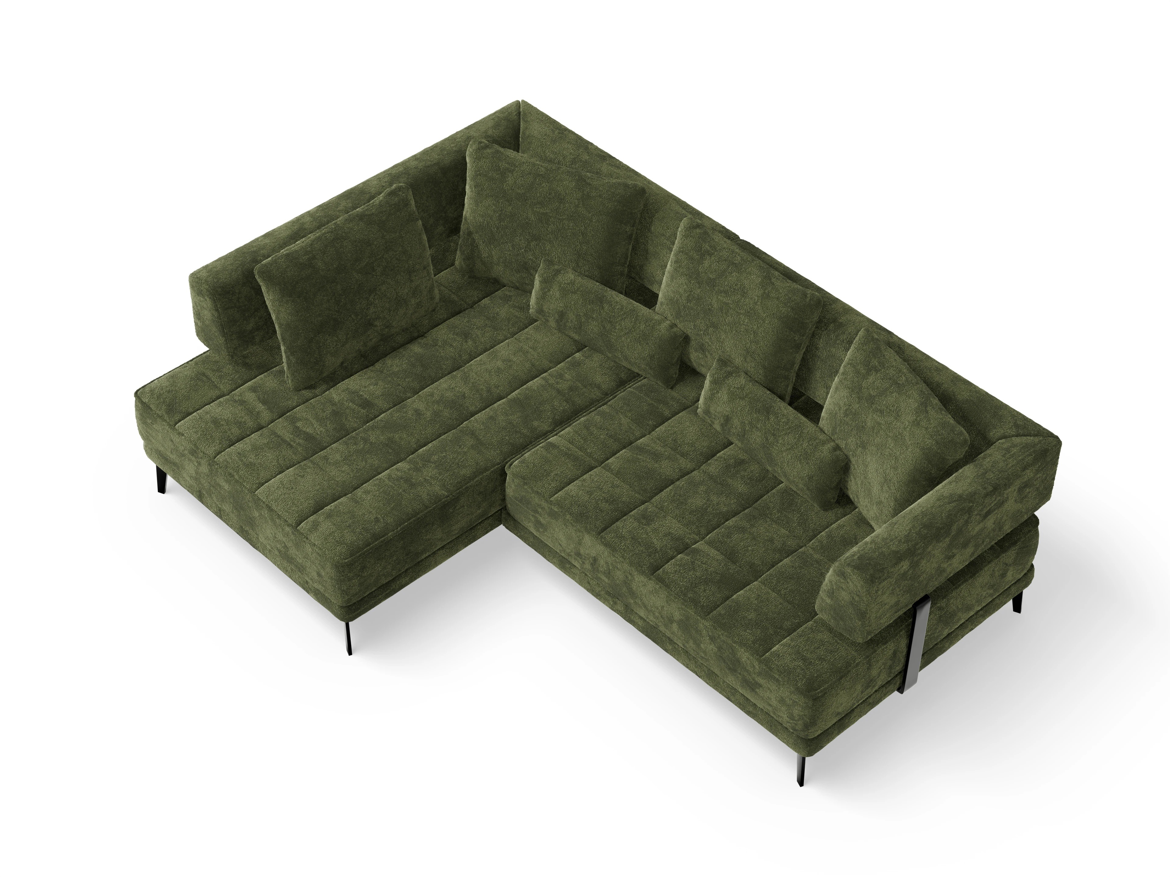Genua Um Small L Ansicht des Produktes Genua Ecksofa links Abschluss offen in Stoff Grün