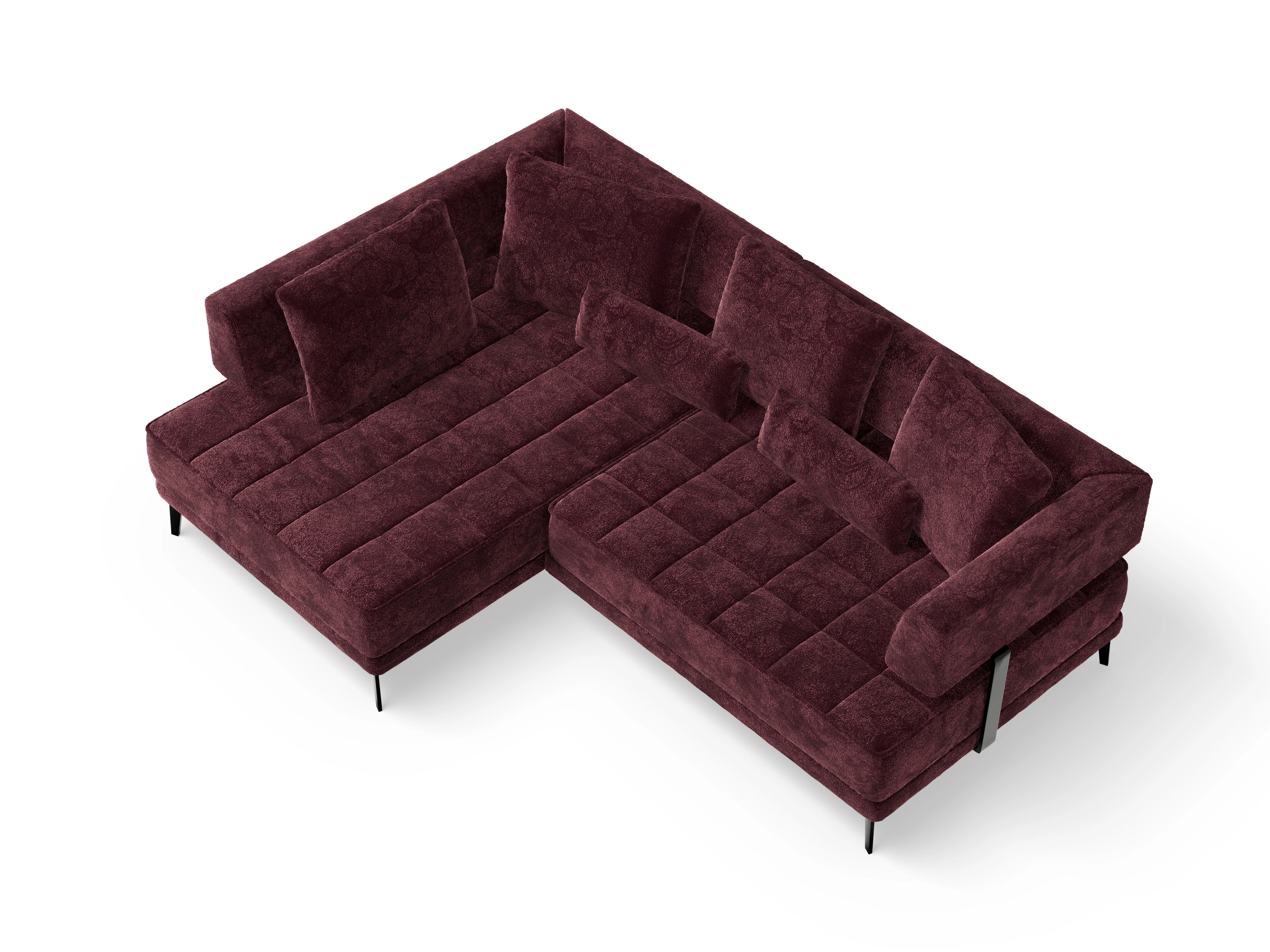 Ansicht des Produktes Genua Ecksofa links Abschluss offen in Stoff Rot