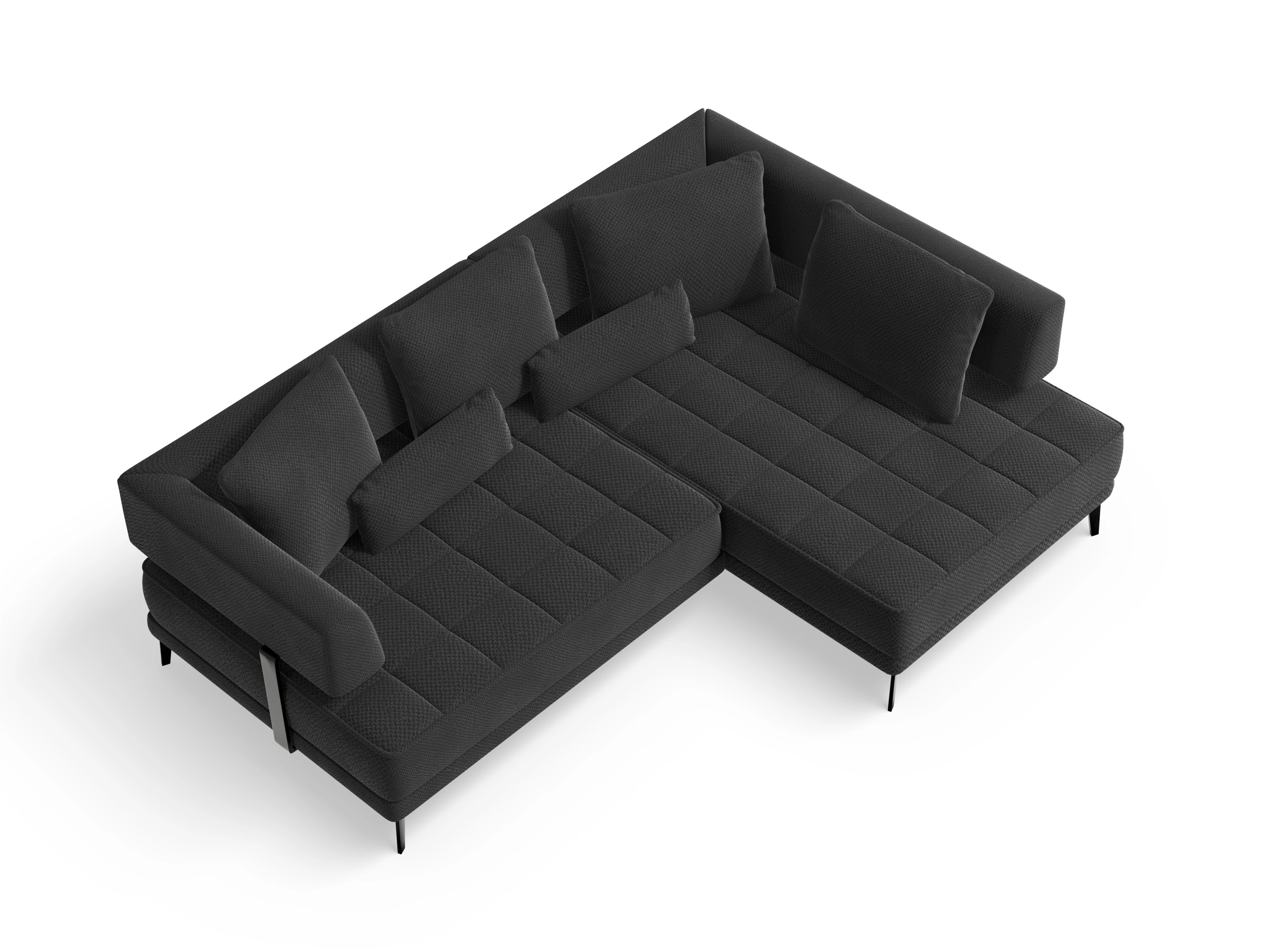 Genua Um Small R ohne Funktion Ansicht des Produktes Genua Ecksofa links Abschluss offen in Stoff Schwarz
