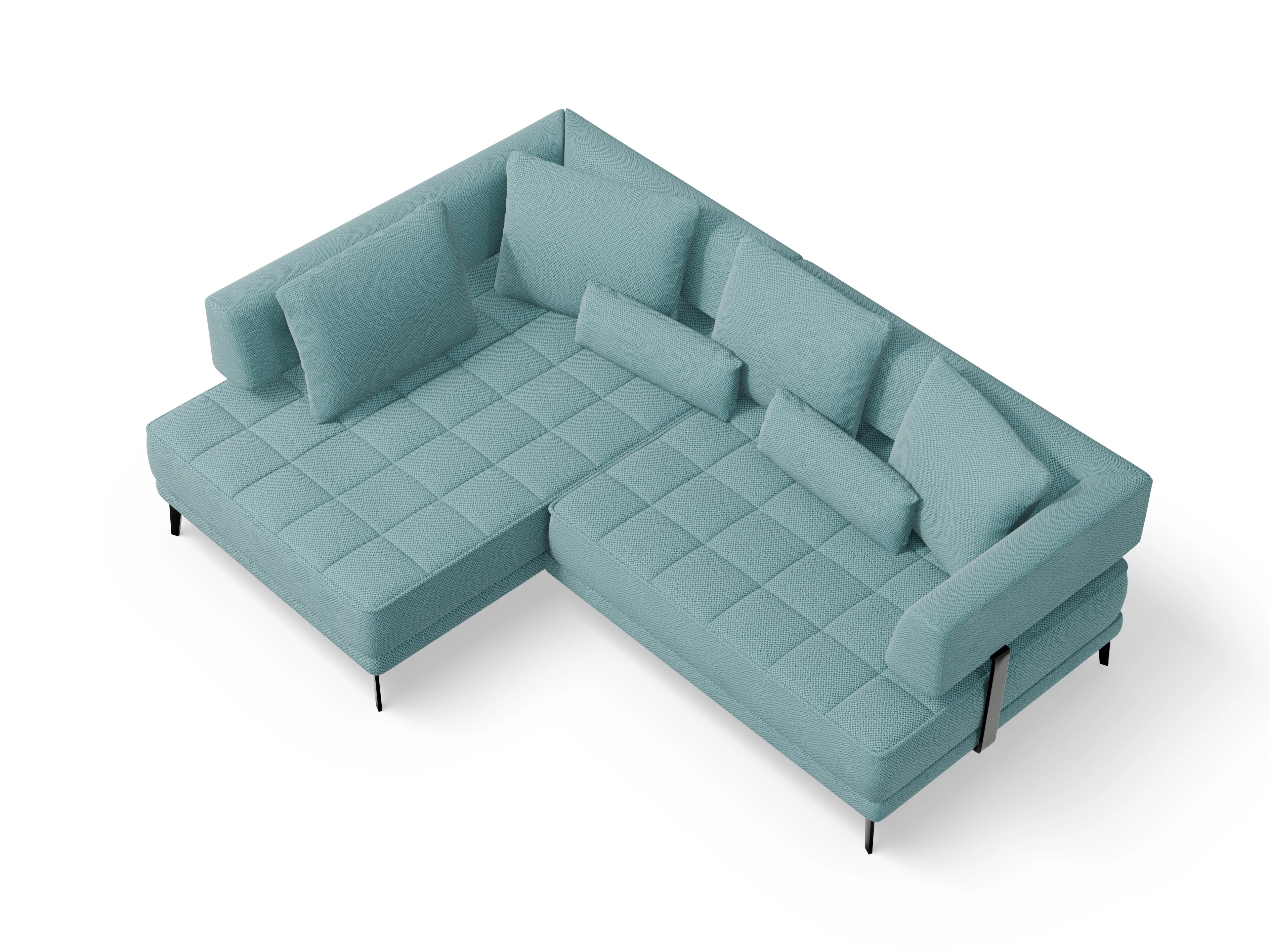 Genua Um Small L ohne Funktion Ansicht des Produktes Genua Ecksofa links Abschluss offen in Stoff Blau