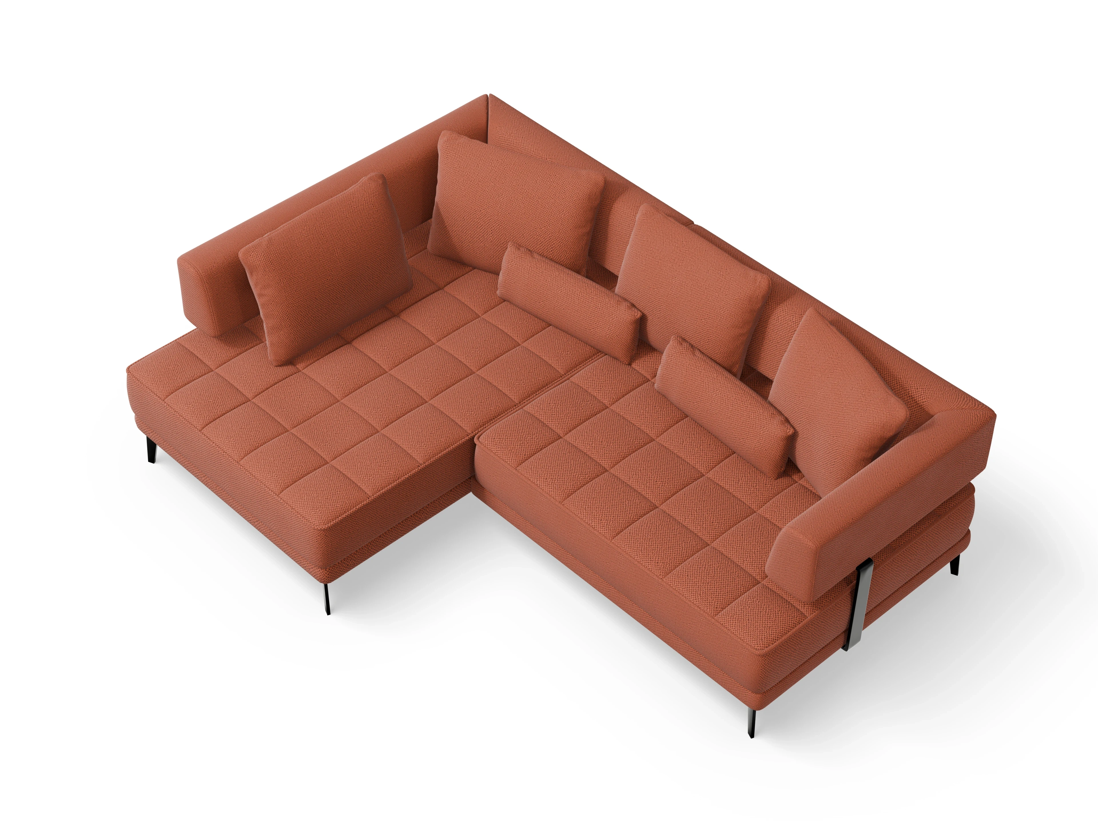 Genua Um Small L ohne Funktion Ansicht des Produktes Genua Ecksofa links Abschluss offen in Stoff Orange