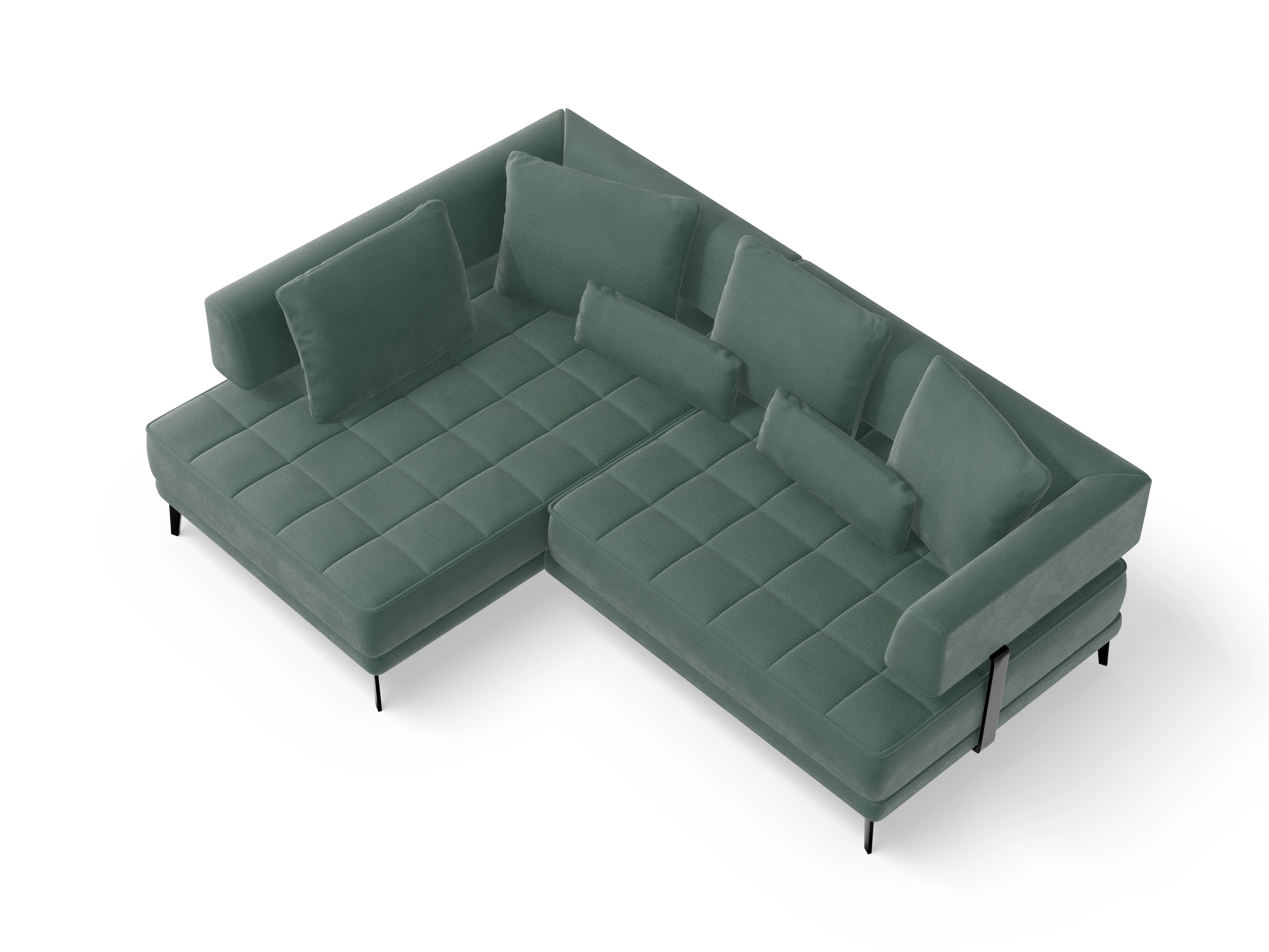 Ansicht des Produktes Genua Ecksofa links Abschluss offen in Stoff Grün