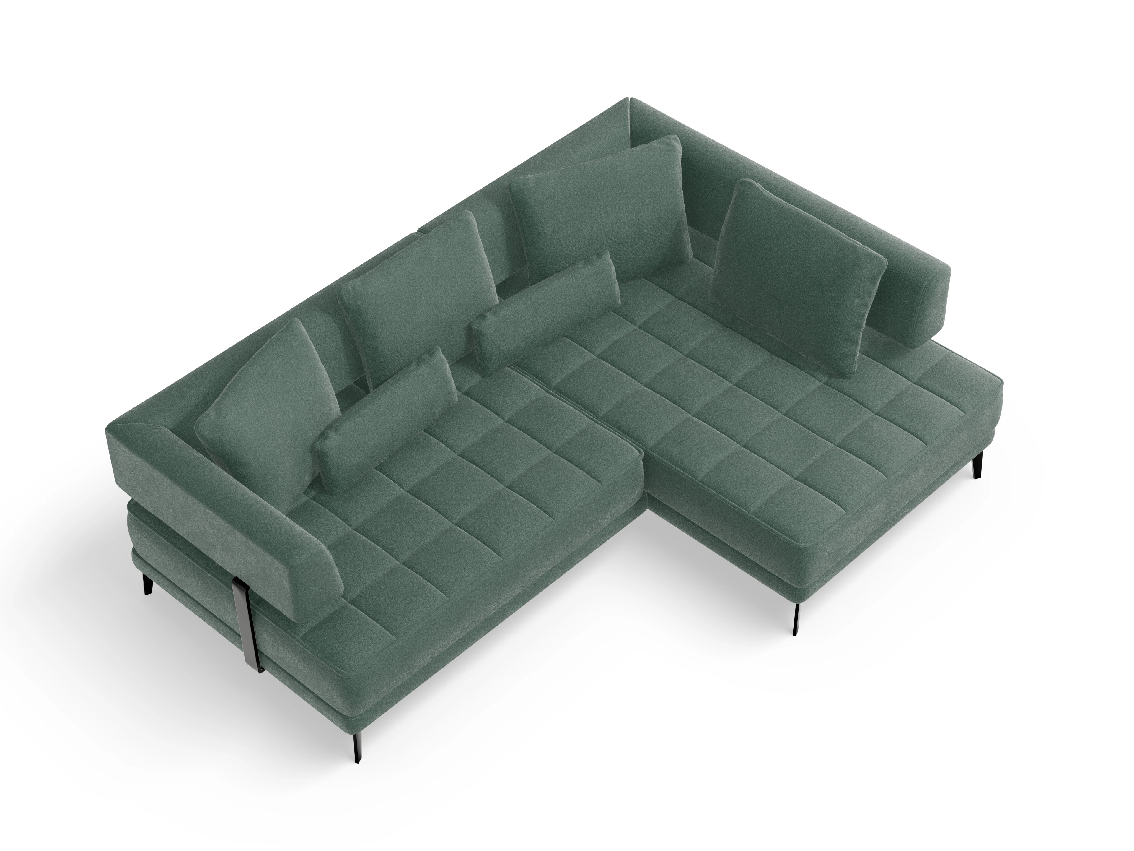 Ansicht des Produktes Genua Ecksofa rechts Abschluss offen in Stoff Grün