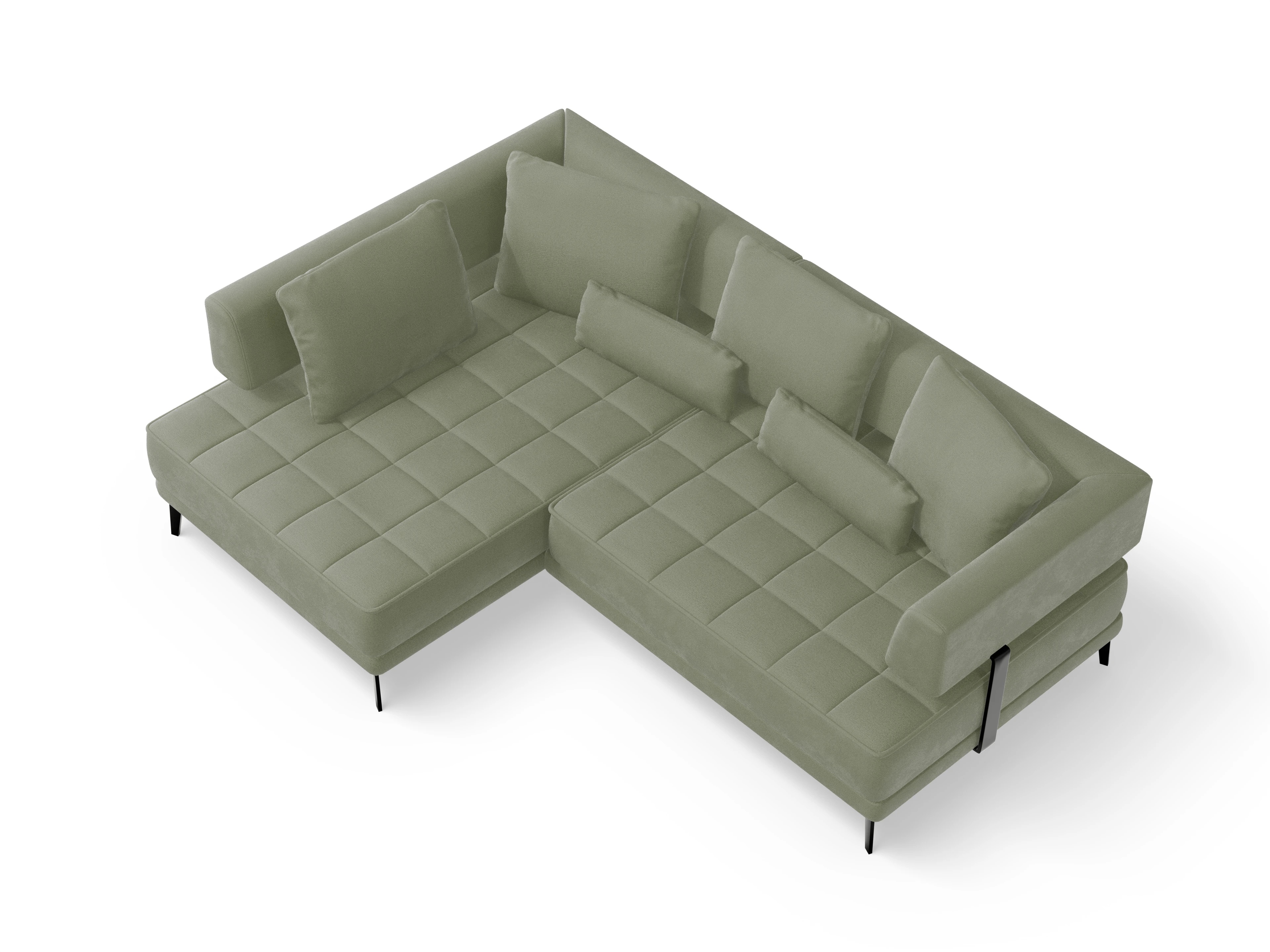 Genua Um Small L Ansicht des Produktes Genua Ecksofa links Abschluss offen in Stoff Grün