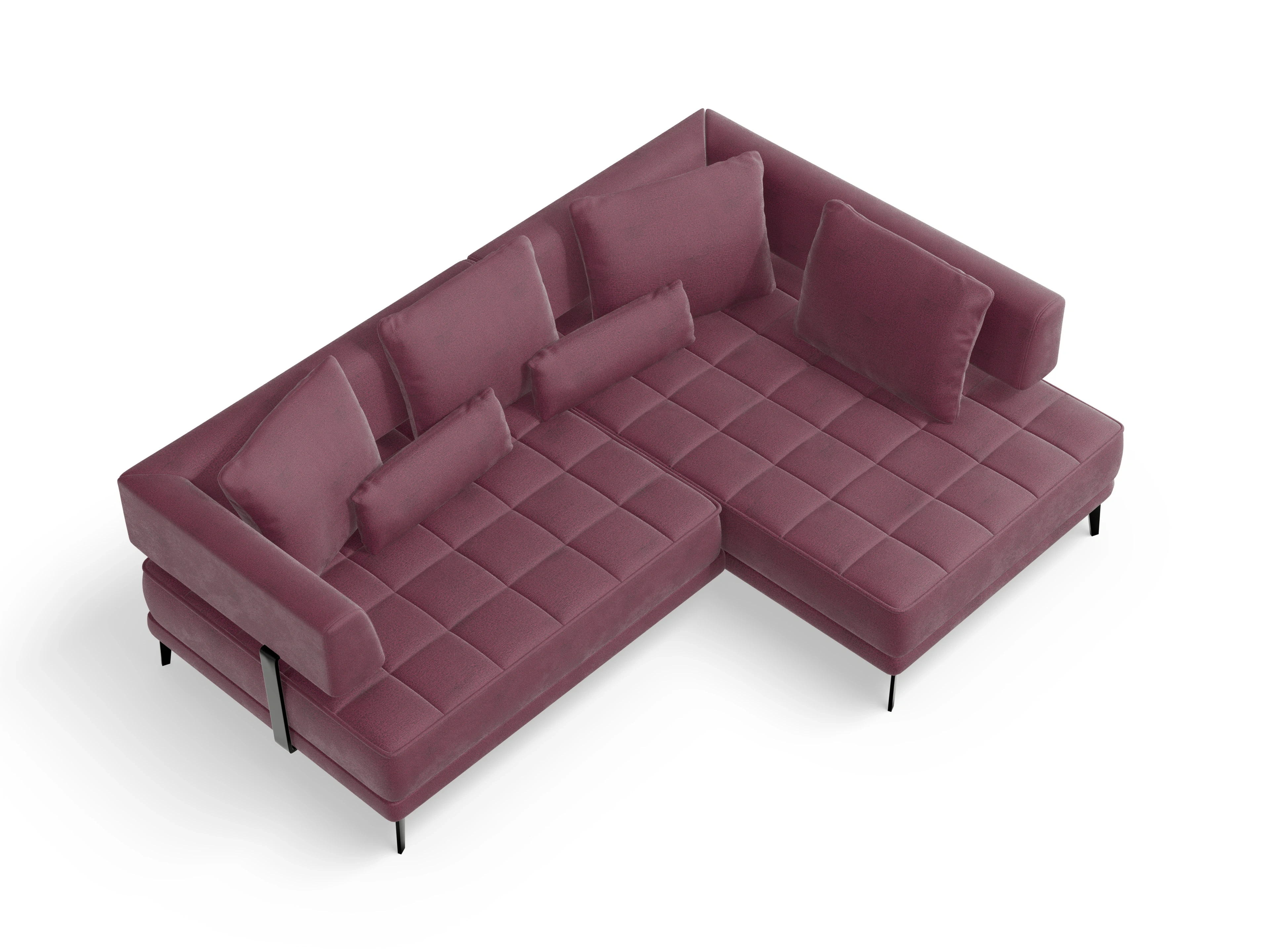 Ansicht des Produktes Genua Ecksofa links Abschluss offen in Stoff Rot