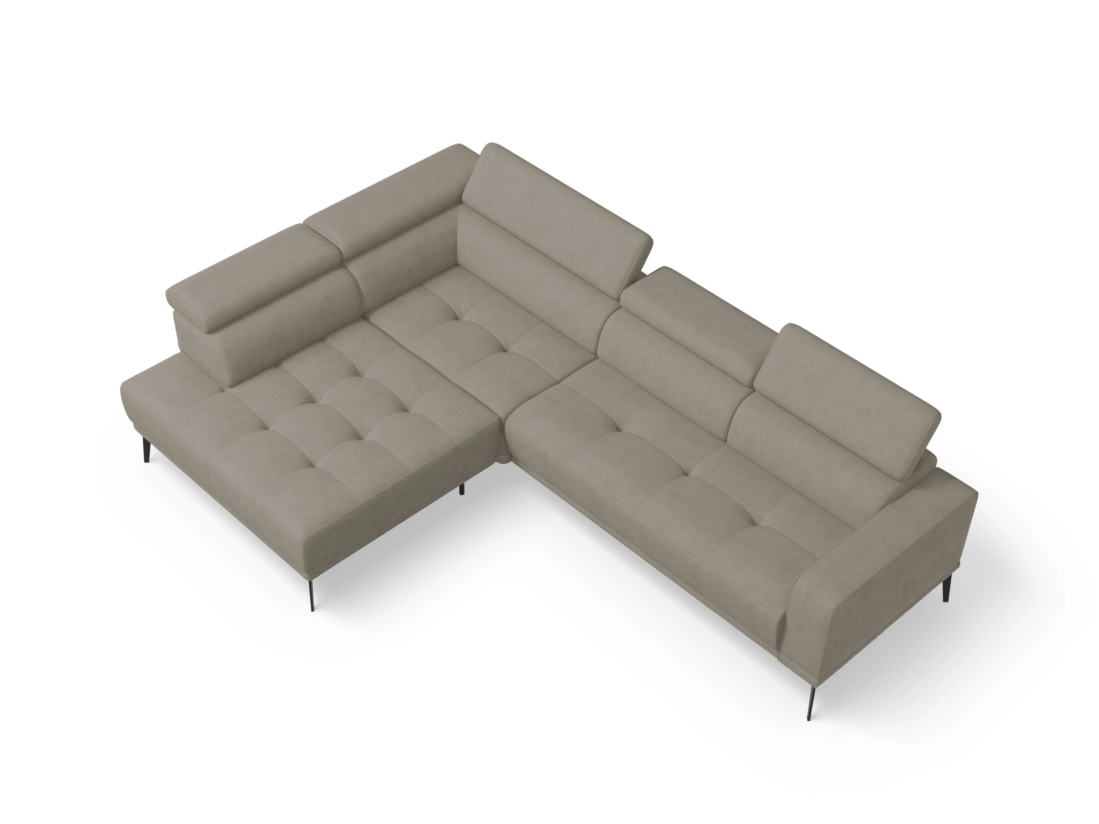 Marco Aho gr Medium L Ansicht des Produktes Marco Ecksofa links Abschluss offen in Stoff Braun